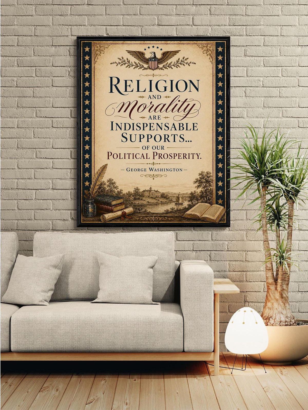 Religion & Morality Art Print | George Washington Quote | American History | USA Home Decor