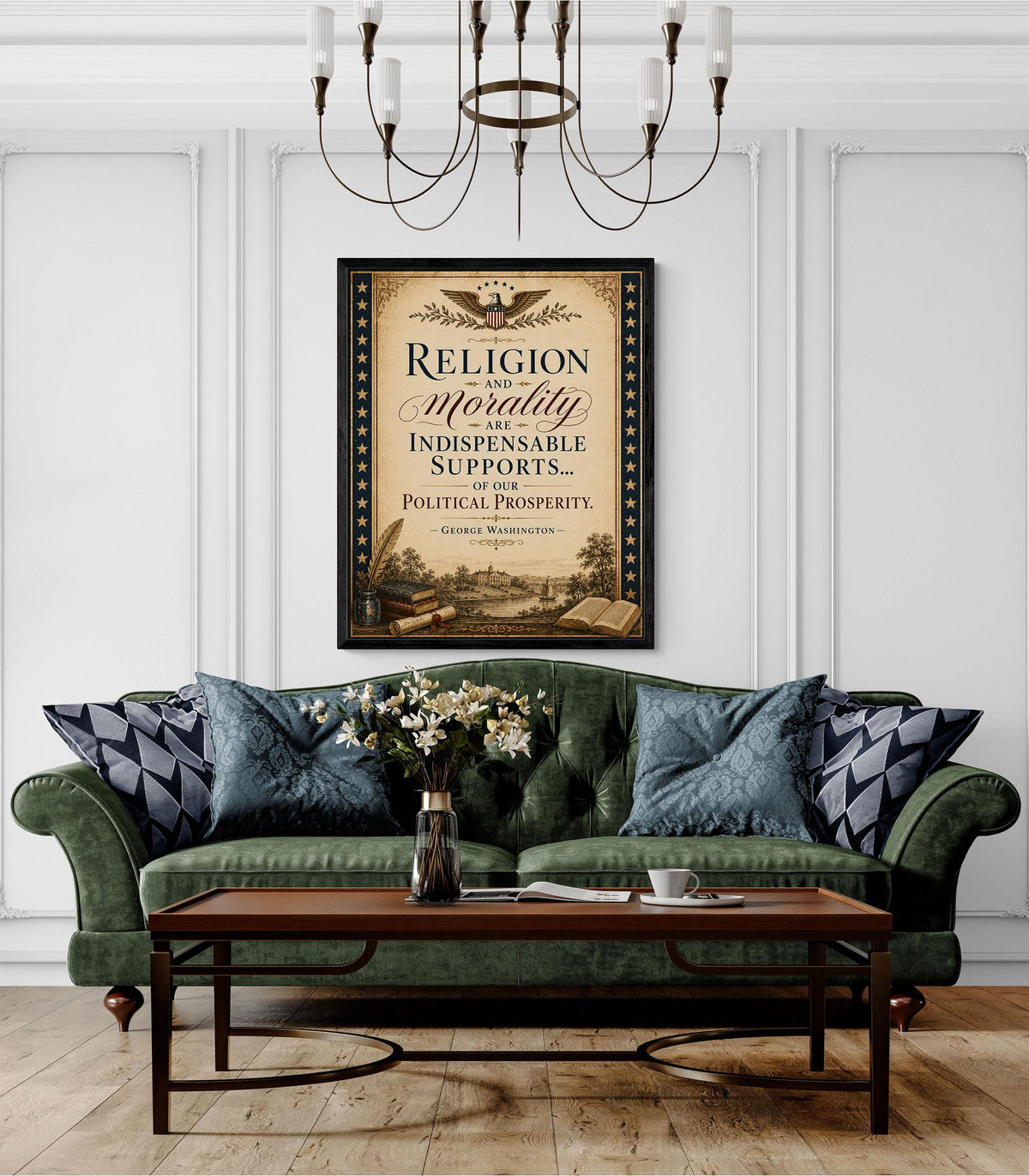 Religion & Morality Art Print | George Washington Quote | American History | USA Home Decor