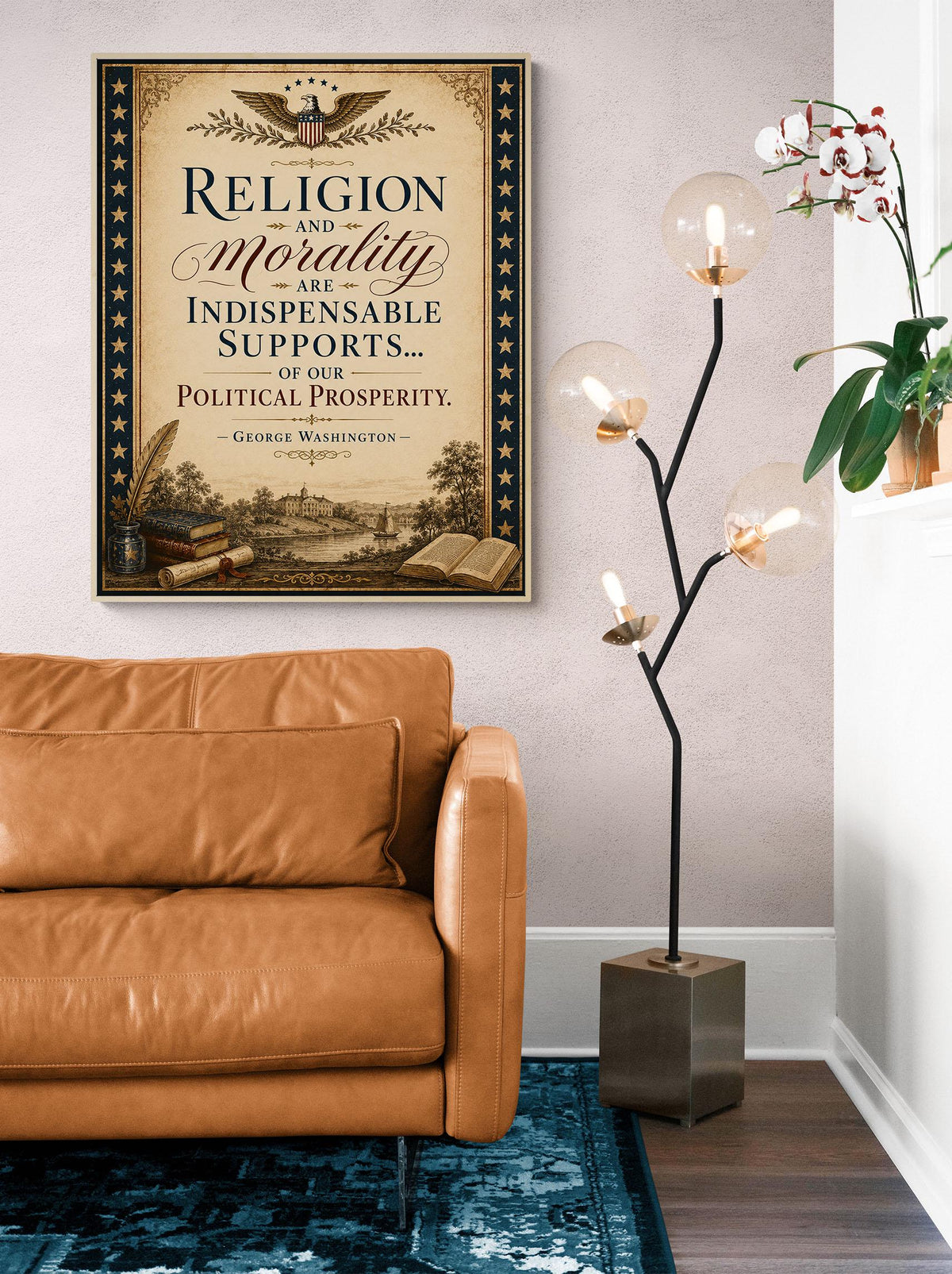 Religion & Morality Art Print | George Washington Quote | American History | USA Home Decor