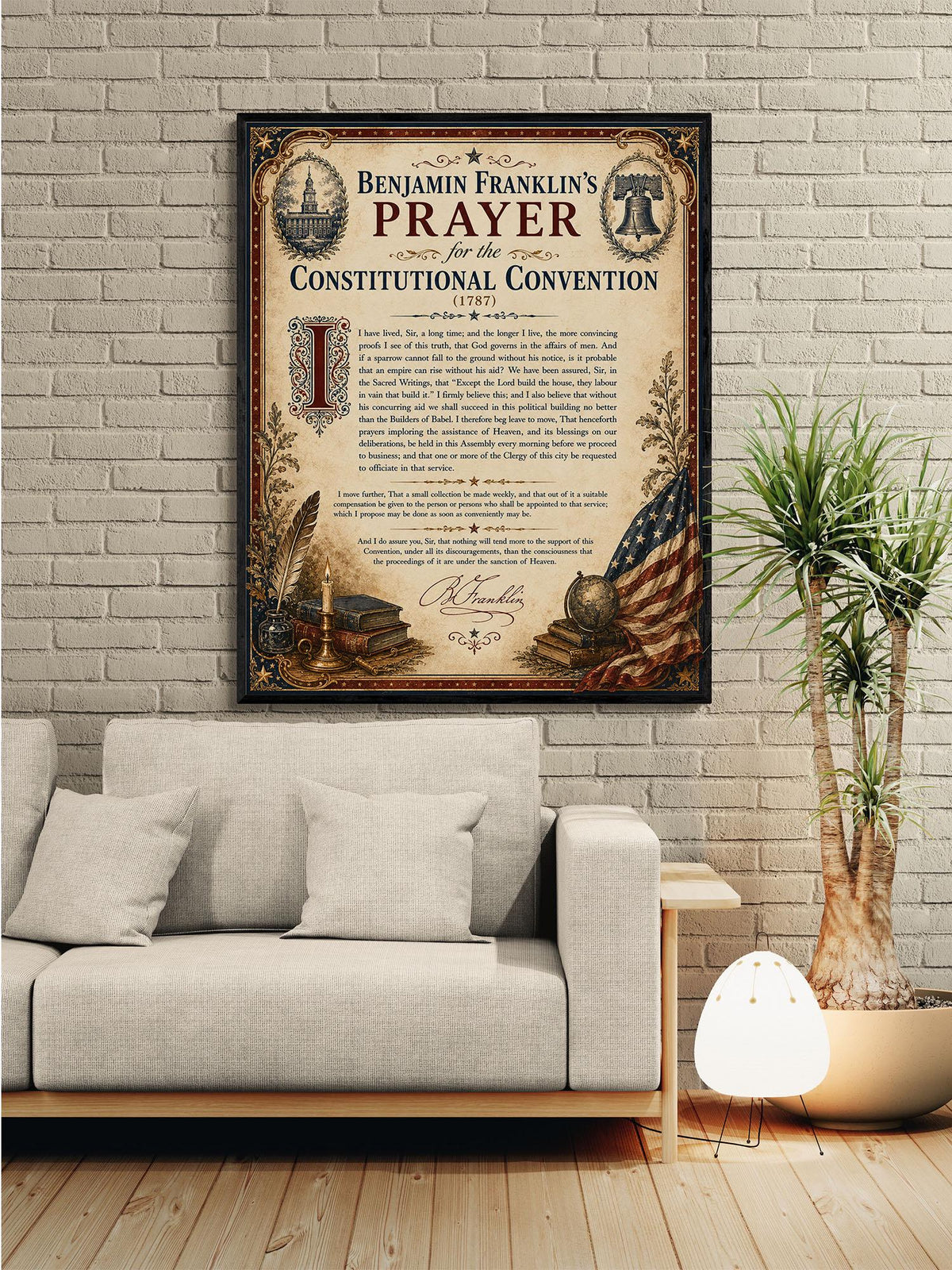 Benjamin Franklin Prayer Art Print | Constitutional Convention | American History | USA Home Decor