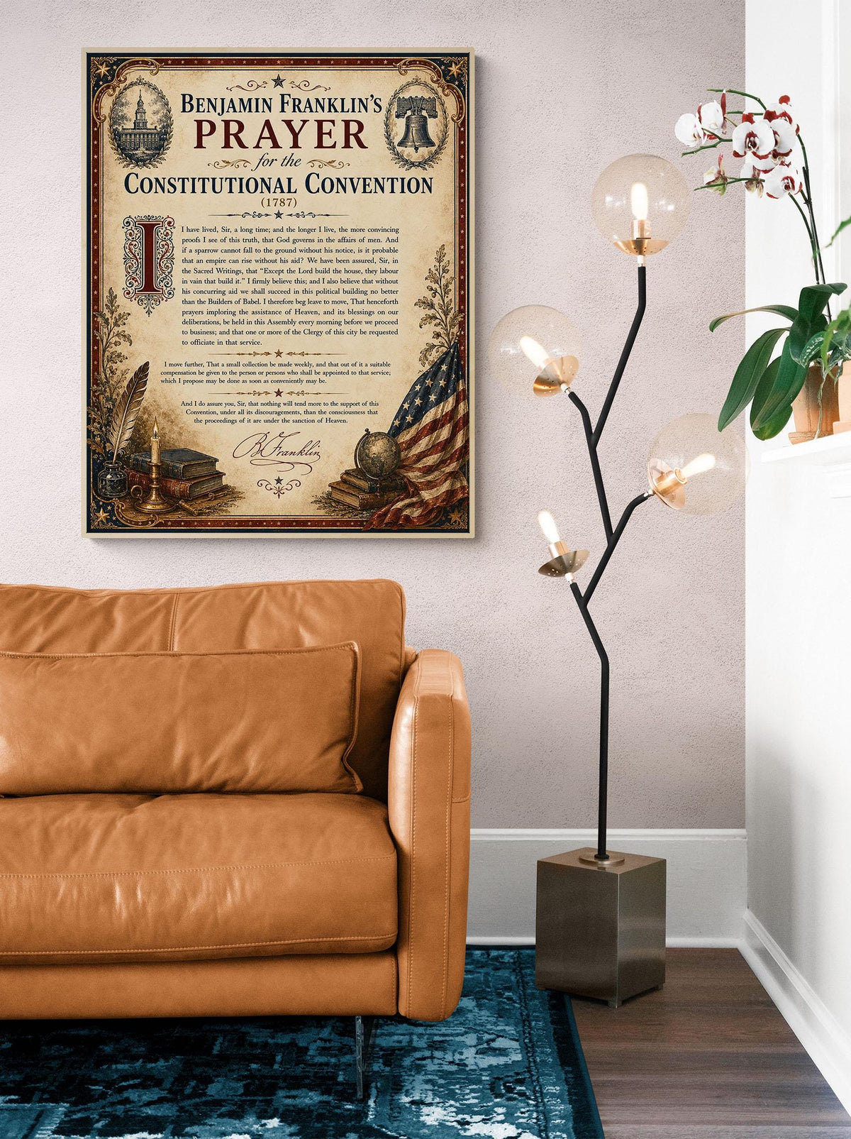 Benjamin Franklin Prayer Art Print | Constitutional Convention | American History | USA Home Decor