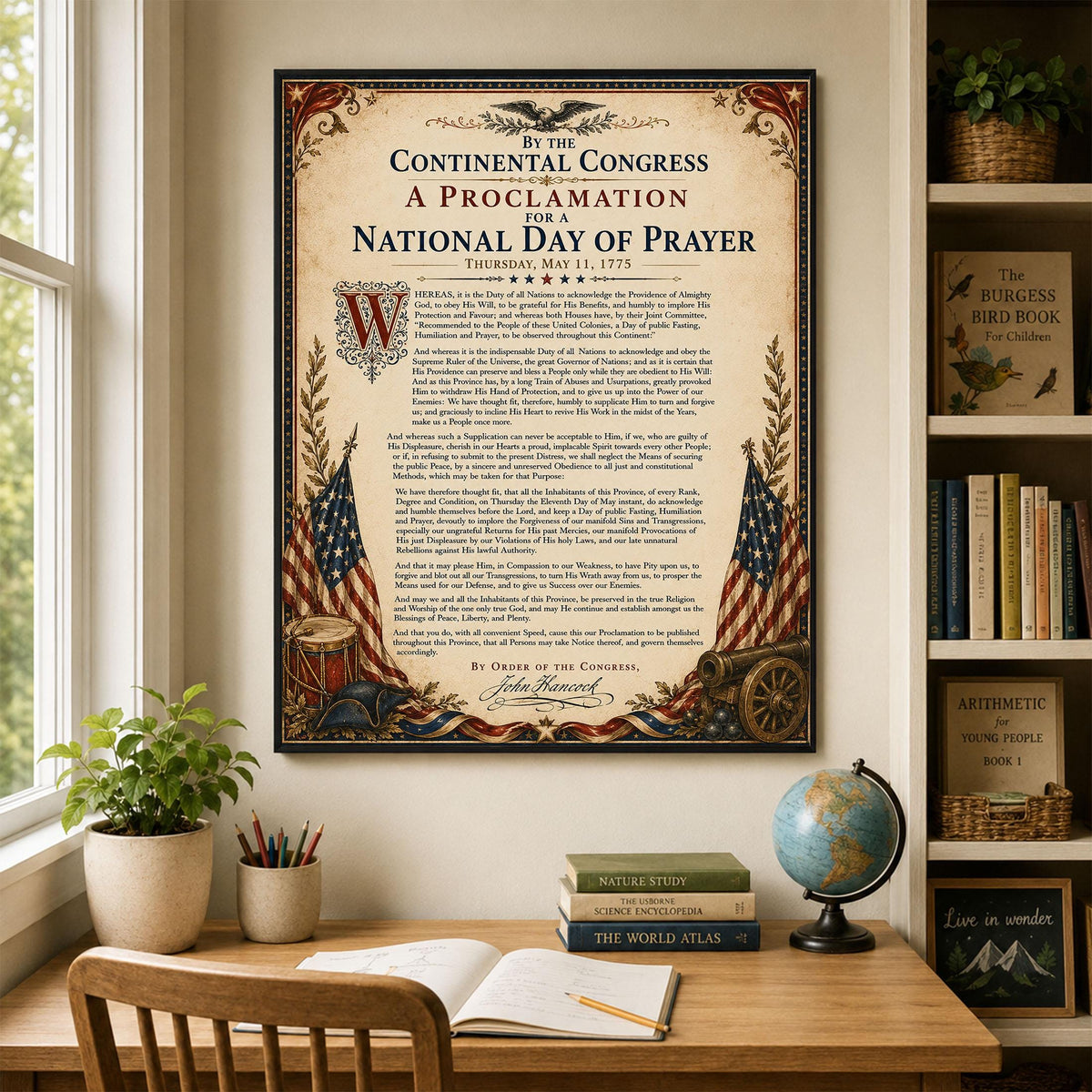 National Day of Prayer Art Print | 1775 Congress Quote | American History | USA Home Decor