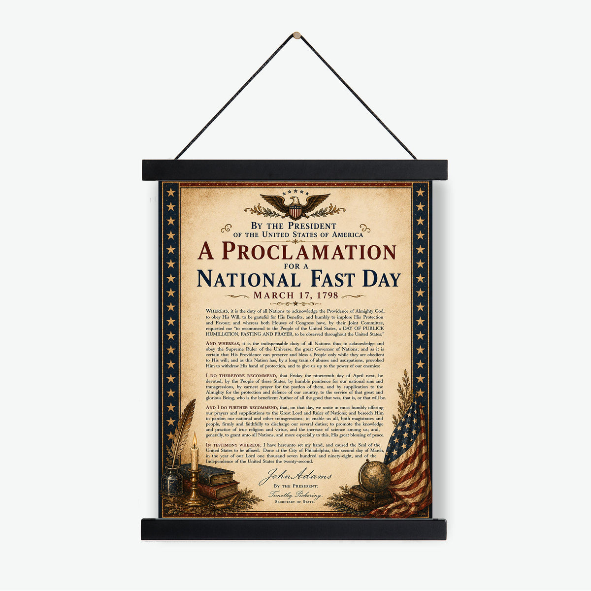 National Fast Day Art Print | 1798 John Adams Quote | American History | USA Home Decor
