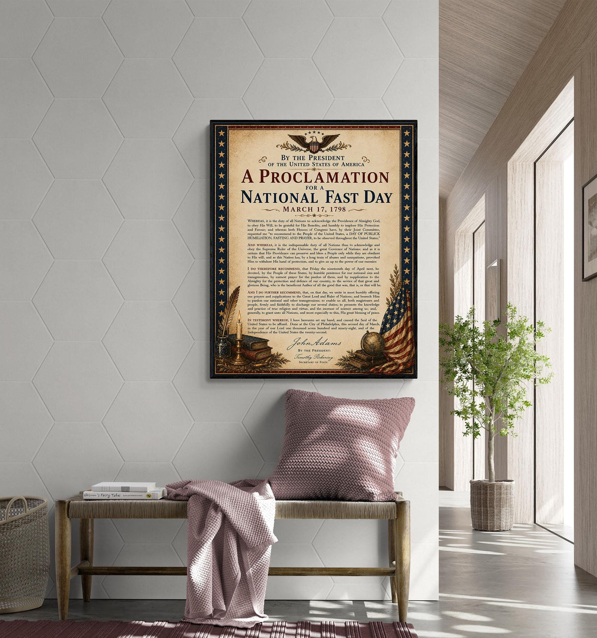 National Fast Day Art Print | 1798 John Adams Quote | American History | USA Home Decor