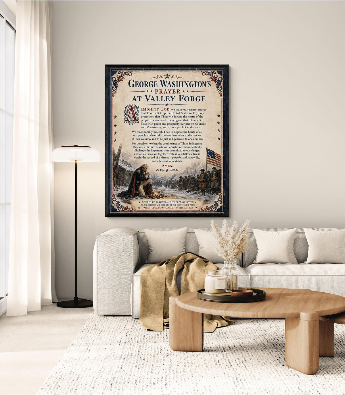 George Washington Prayer Art Print | Valley Forge | American History | USA Home Decor