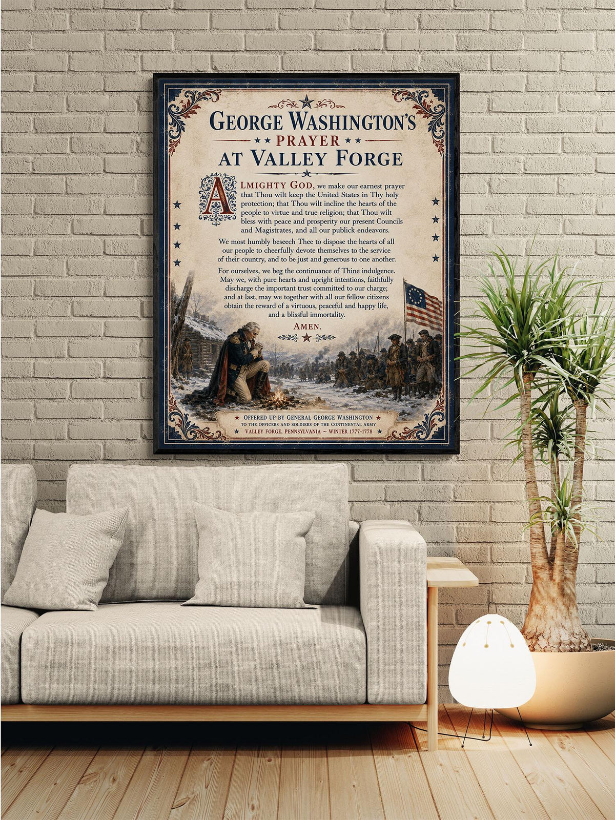 George Washington Prayer Art Print | Valley Forge | American History | USA Home Decor