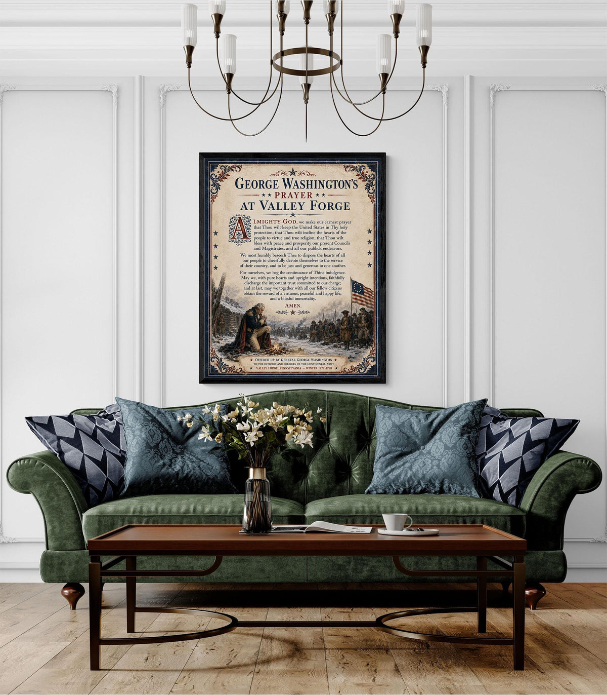 George Washington Prayer Art Print | Valley Forge | American History | USA Home Decor