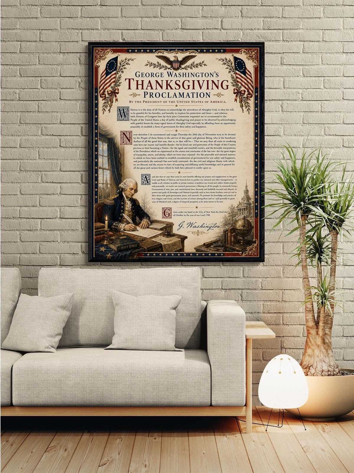 George Washington Thanksgiving Art Print | Patriotic | American History | USA Home Decor