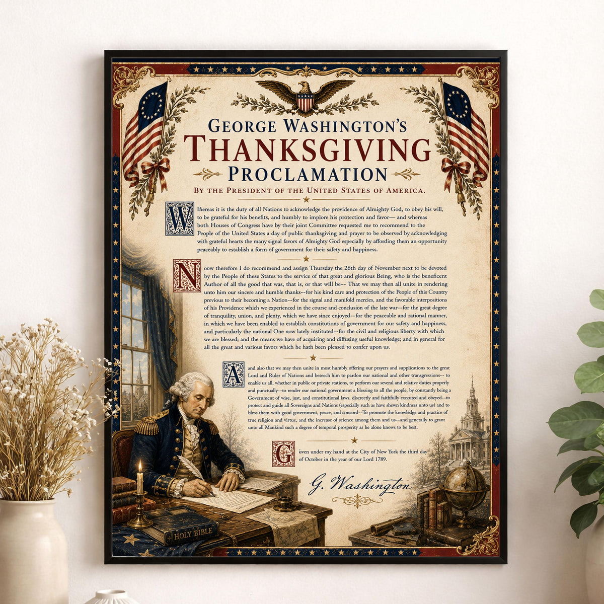 George Washington Thanksgiving Art Print | Patriotic | American History | USA Home Decor