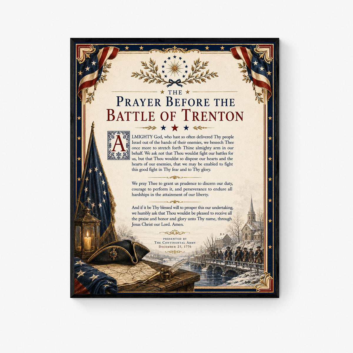 Battle of Trenton Prayer Art Print | American History | USA Home Decor