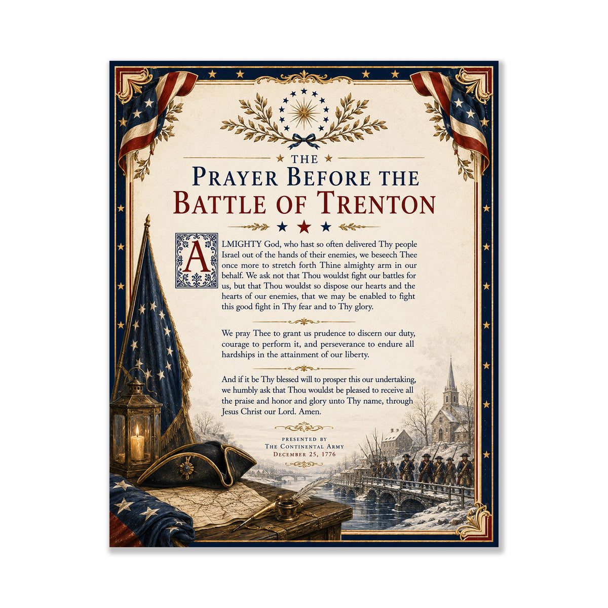 Battle of Trenton Prayer Art Print | American History | USA Home Decor
