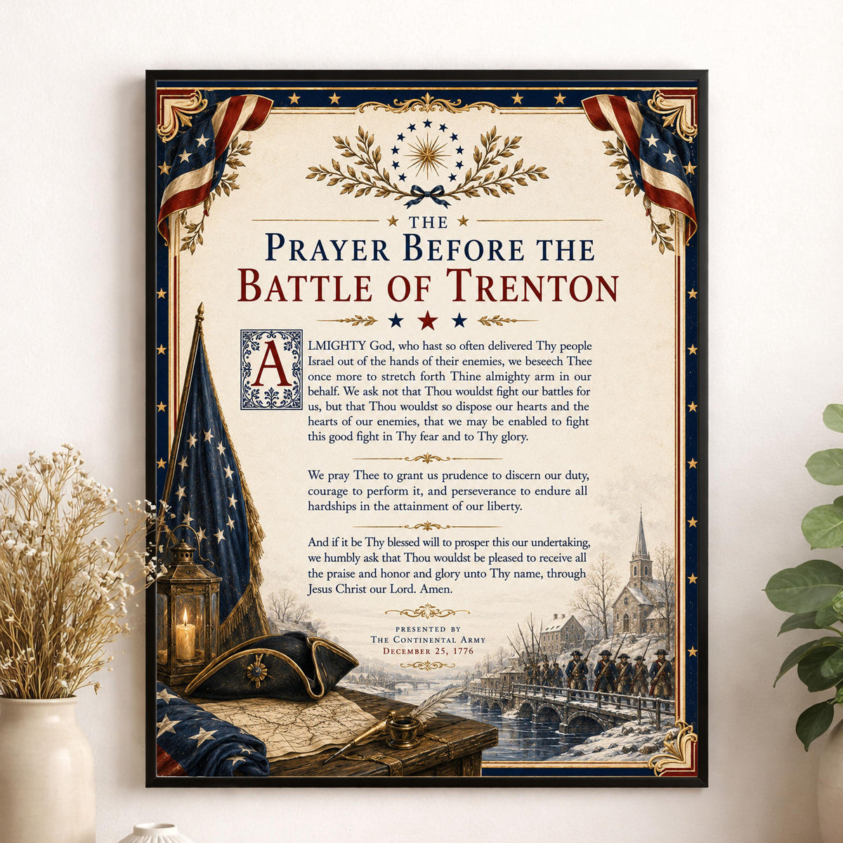 Battle of Trenton Prayer Art Print | American History | USA Home Decor