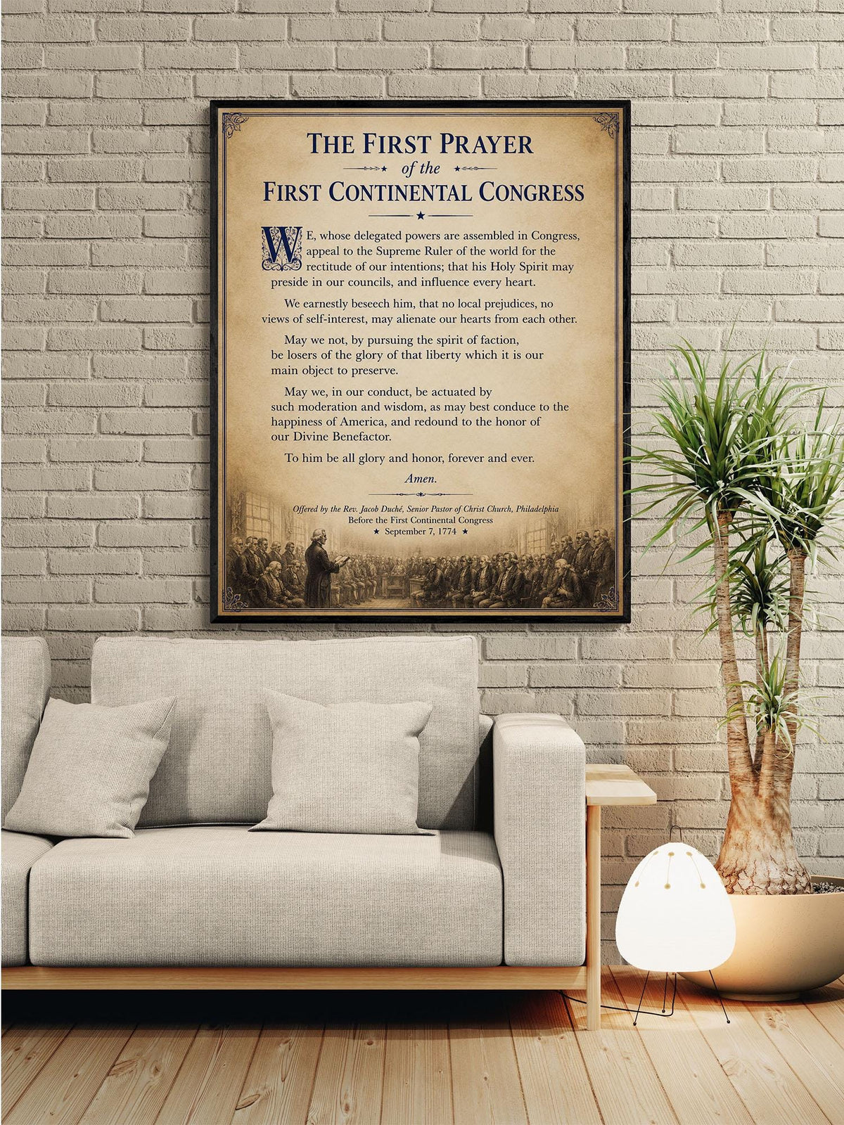 First Prayer of the Continental Congress Art Print | American History | USA Home Decor