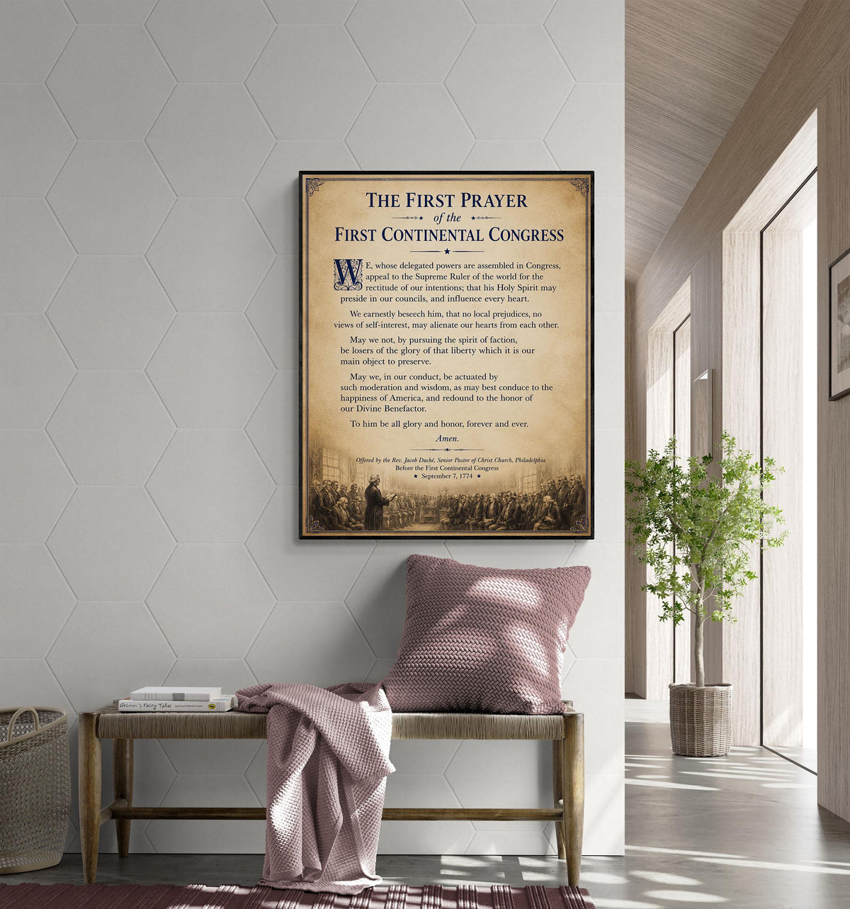 First Prayer of the Continental Congress Art Print | American History | USA Home Decor