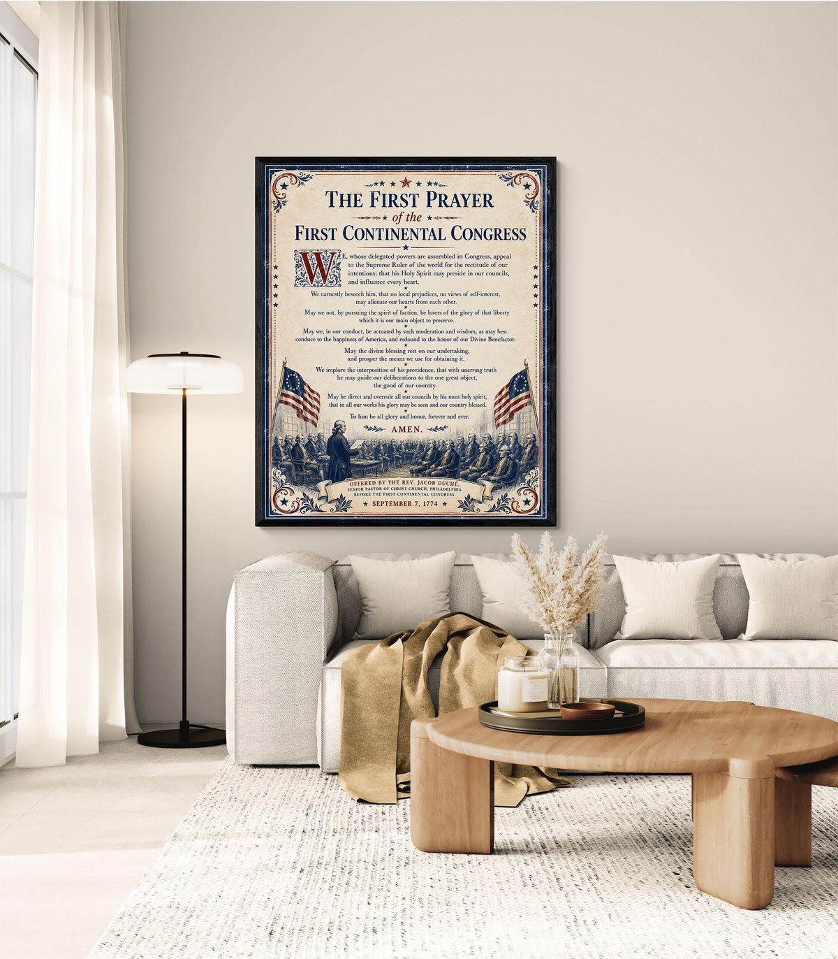 First Prayer of the Continental Congress Art Print | American 1776 History | USA Home Decor