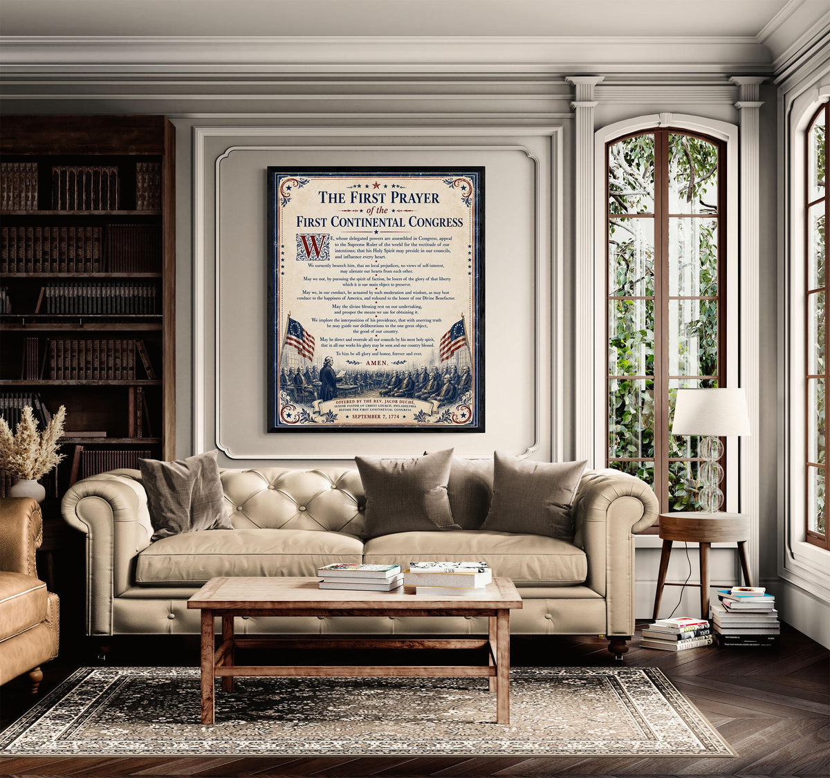 First Prayer of the Continental Congress Art Print | American 1776 History | USA Home Decor
