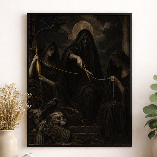 The Dark Fates Art Print | Halloween | Greek Mythology | Gods and Goddess | Home Decor
