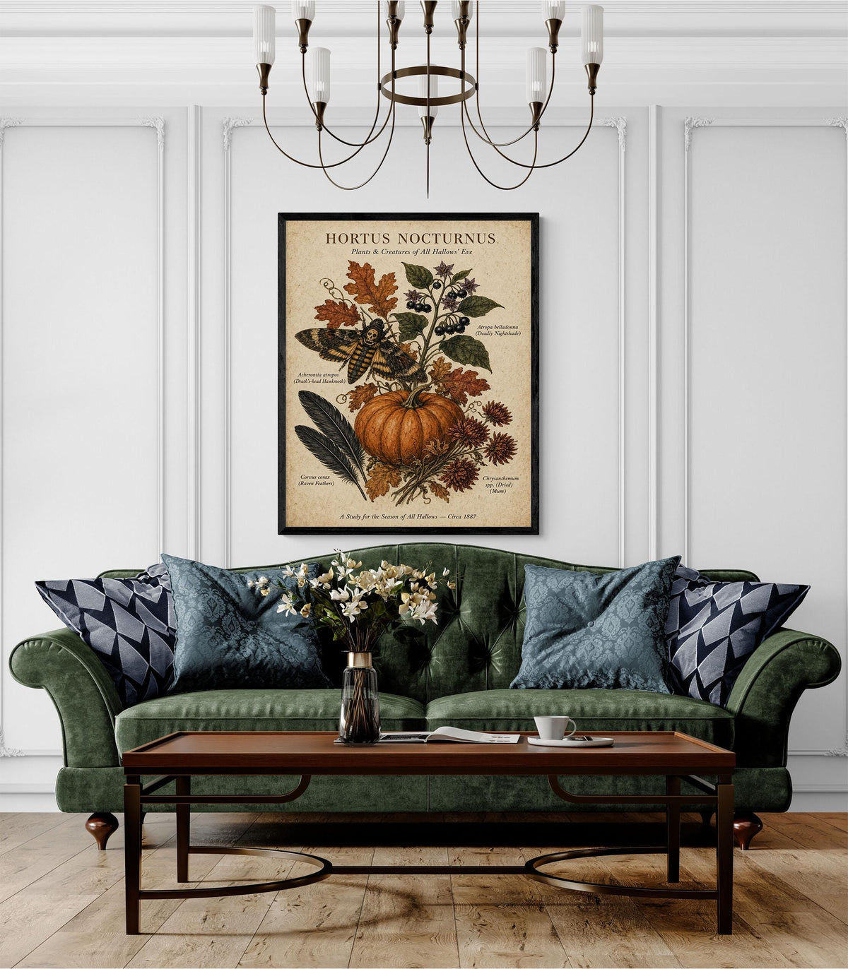 Vintage Dark Academia Plant Art Print, Halloween, Autumn, Fall Home Decor