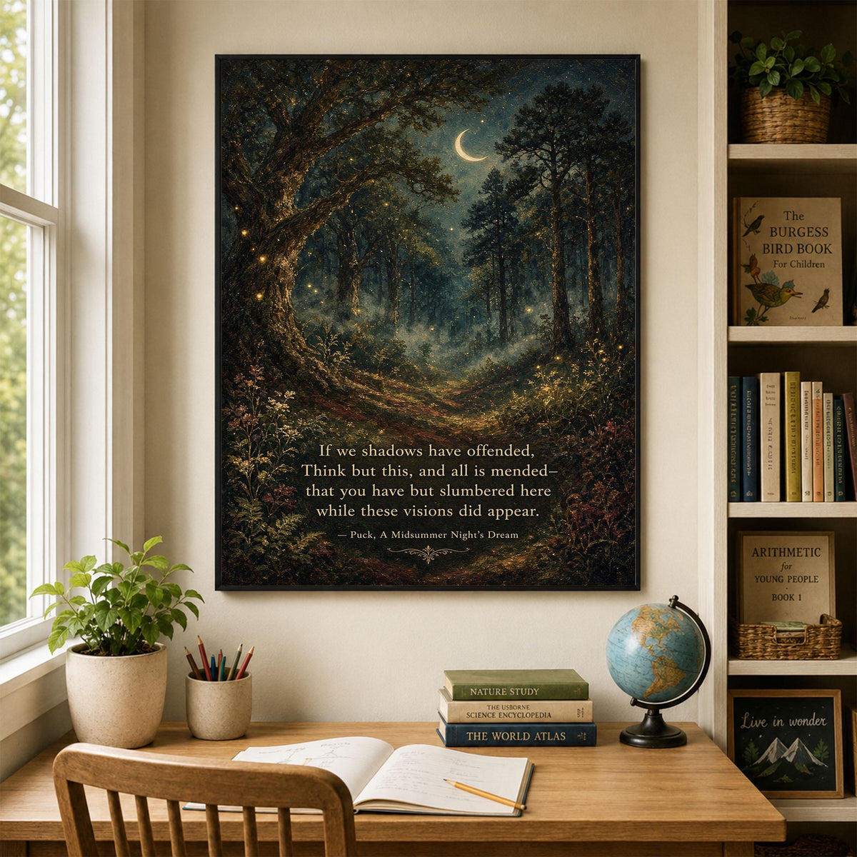 If We Shadows Have Offended Wall Art Print | Shakespeare Quote | Midsummer Night's Dream | Literary Home Decor