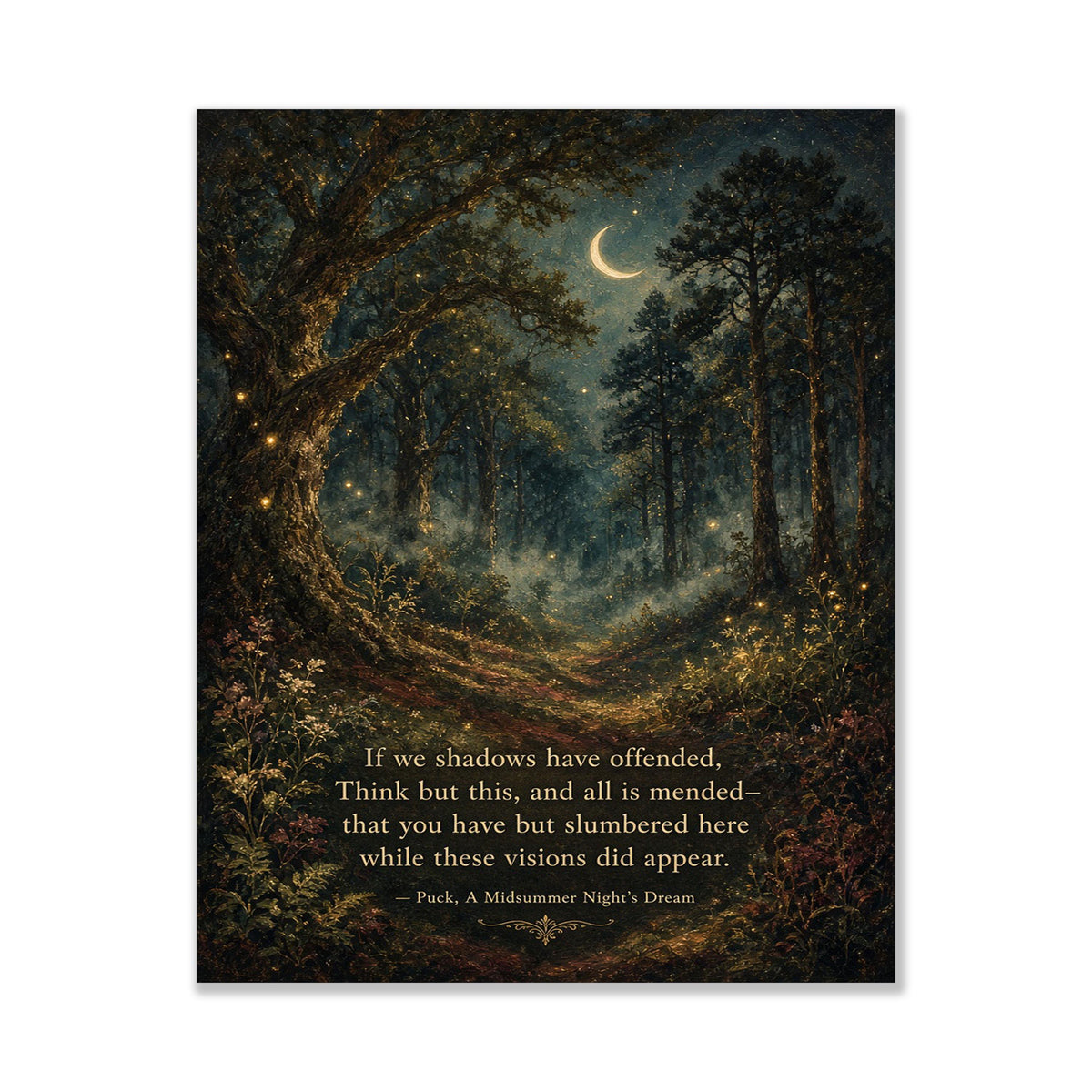 If We Shadows Have Offended Wall Art Print | Shakespeare Quote | Midsummer Night's Dream | Literary Home Decor