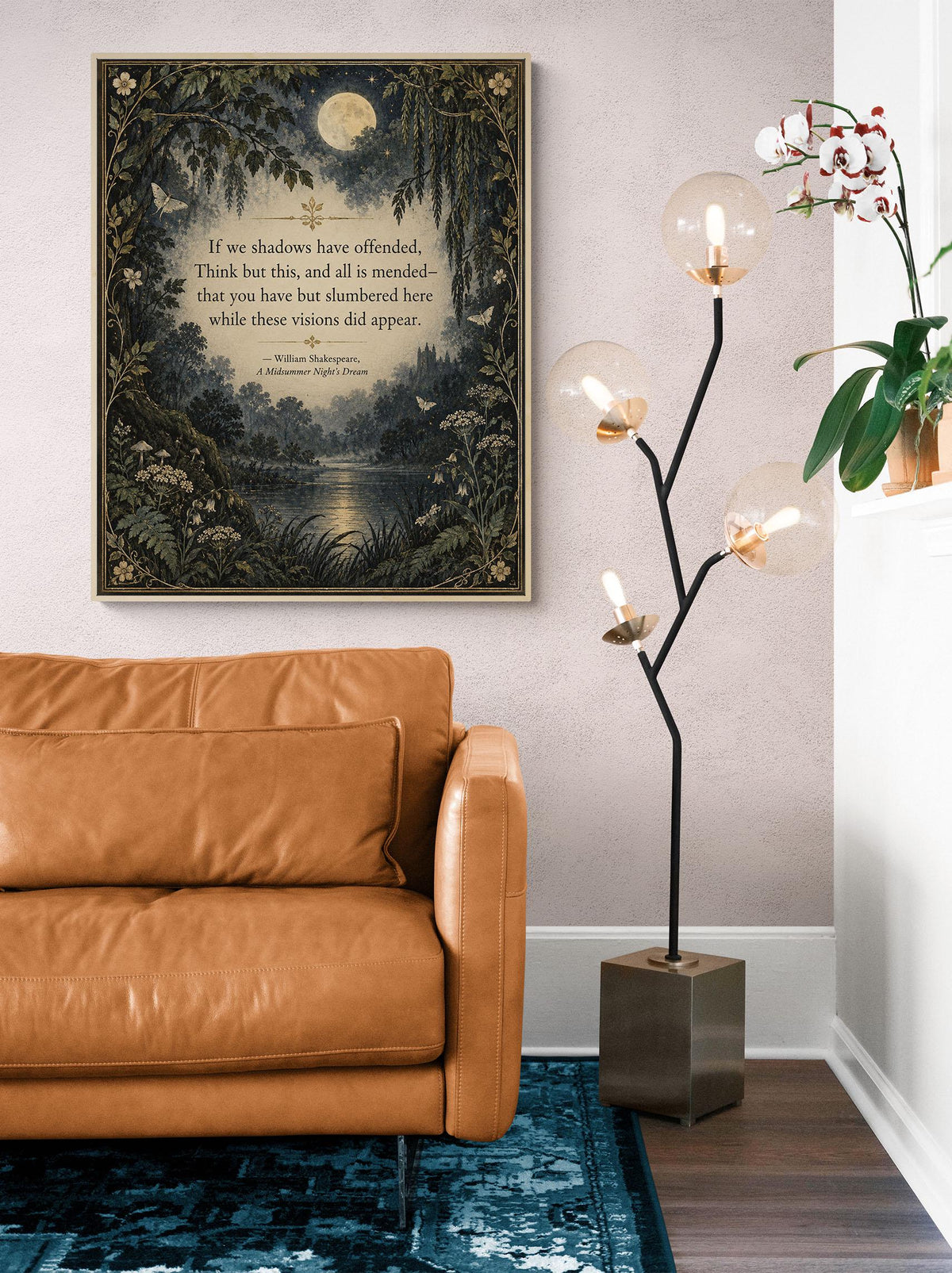 Shakespeare Midsummer Night’s Dream Art Print, If We Shadows Have Offended, Literary Home Decor