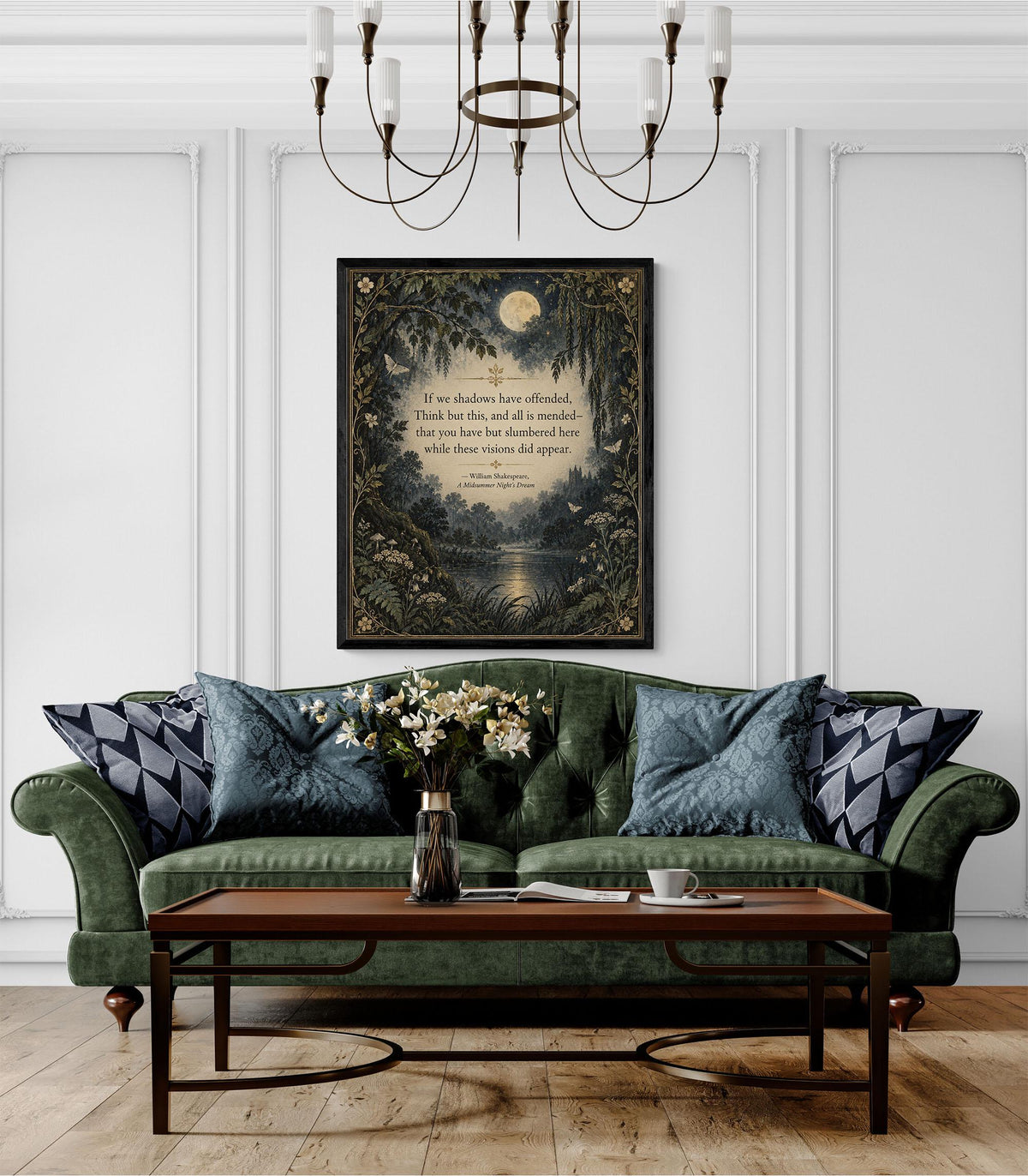 Shakespeare Midsummer Night’s Dream Art Print, If We Shadows Have Offended, Literary Home Decor