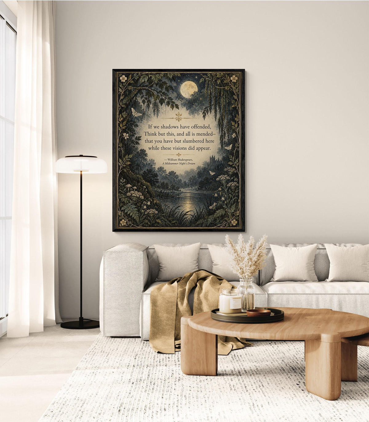 Shakespeare Midsummer Night’s Dream Art Print, If We Shadows Have Offended, Literary Home Decor