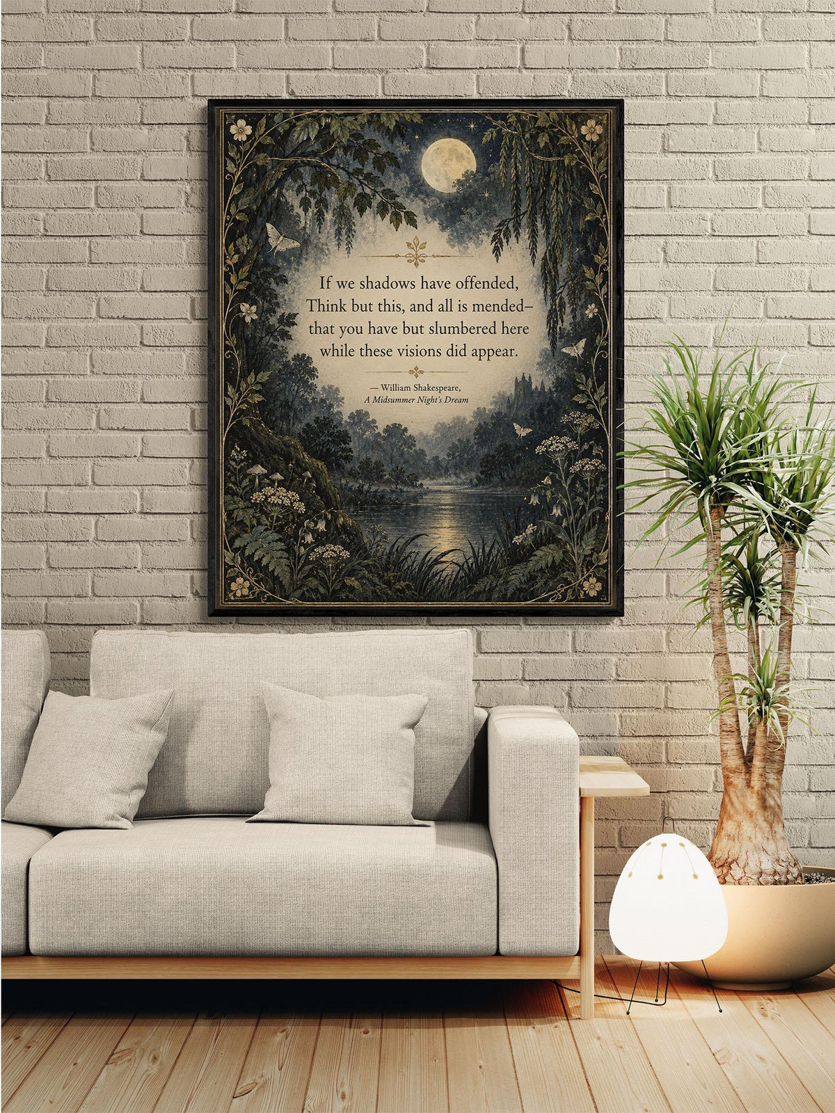 Shakespeare Midsummer Night’s Dream Art Print, If We Shadows Have Offended, Literary Home Decor