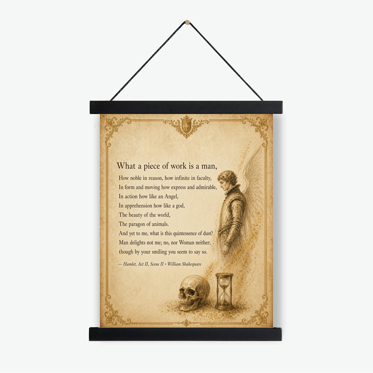 Shakespeare What A Piece Of Work Is Man Art Print, Hamlet, Literary Home Decor