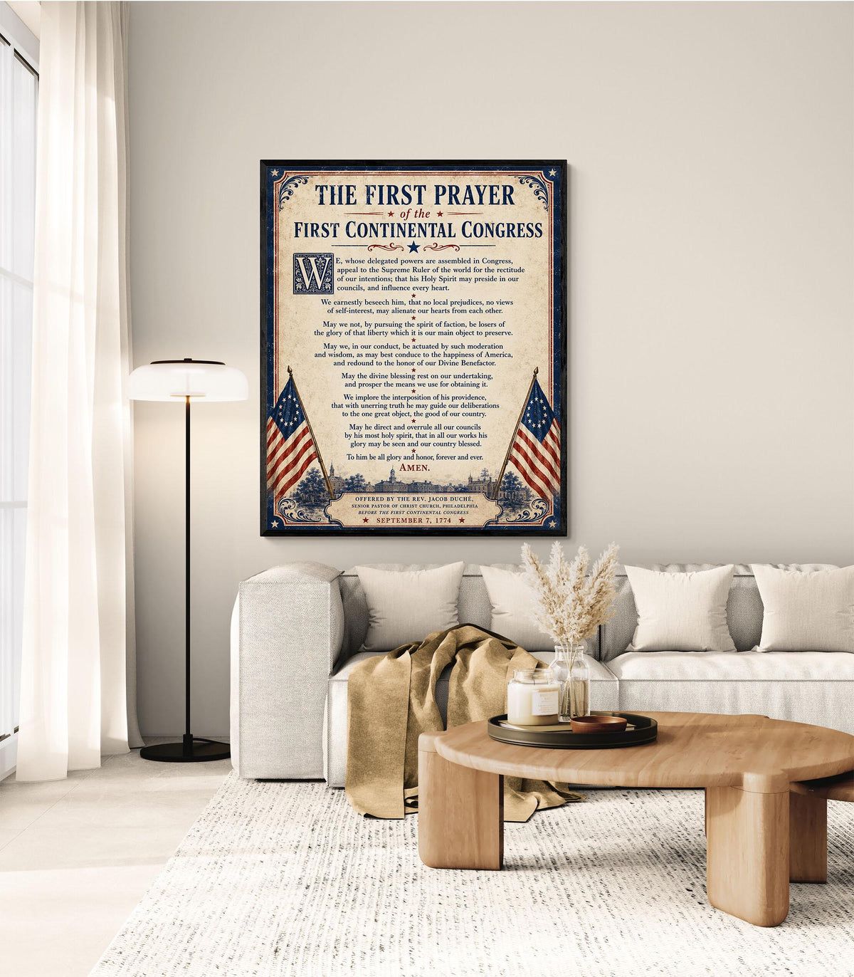 First Continental Congress Prayer Art Print | American 1774 History | USA Home Decor
