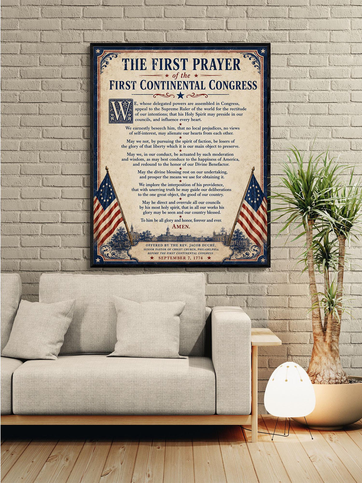 First Continental Congress Prayer Art Print | American 1774 History | USA Home Decor
