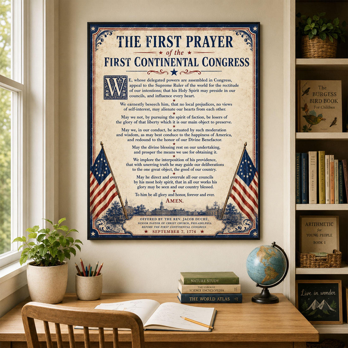 First Continental Congress Prayer Art Print | American 1774 History | USA Home Decor