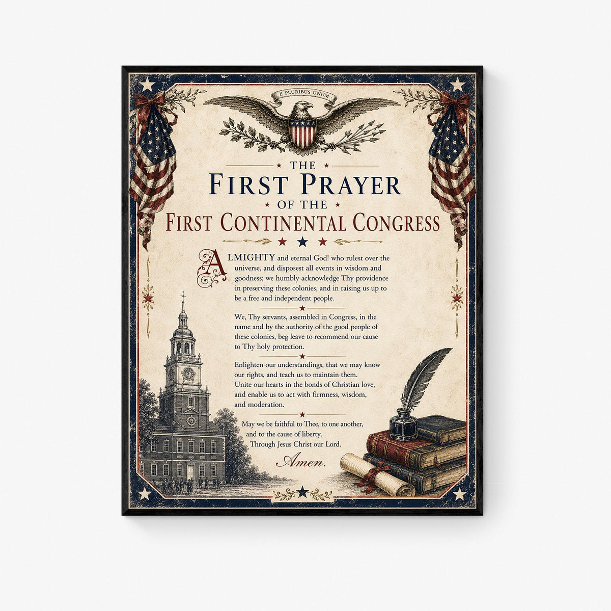 First Continental Congress Prayer Art Print | American History | USA Home Decor