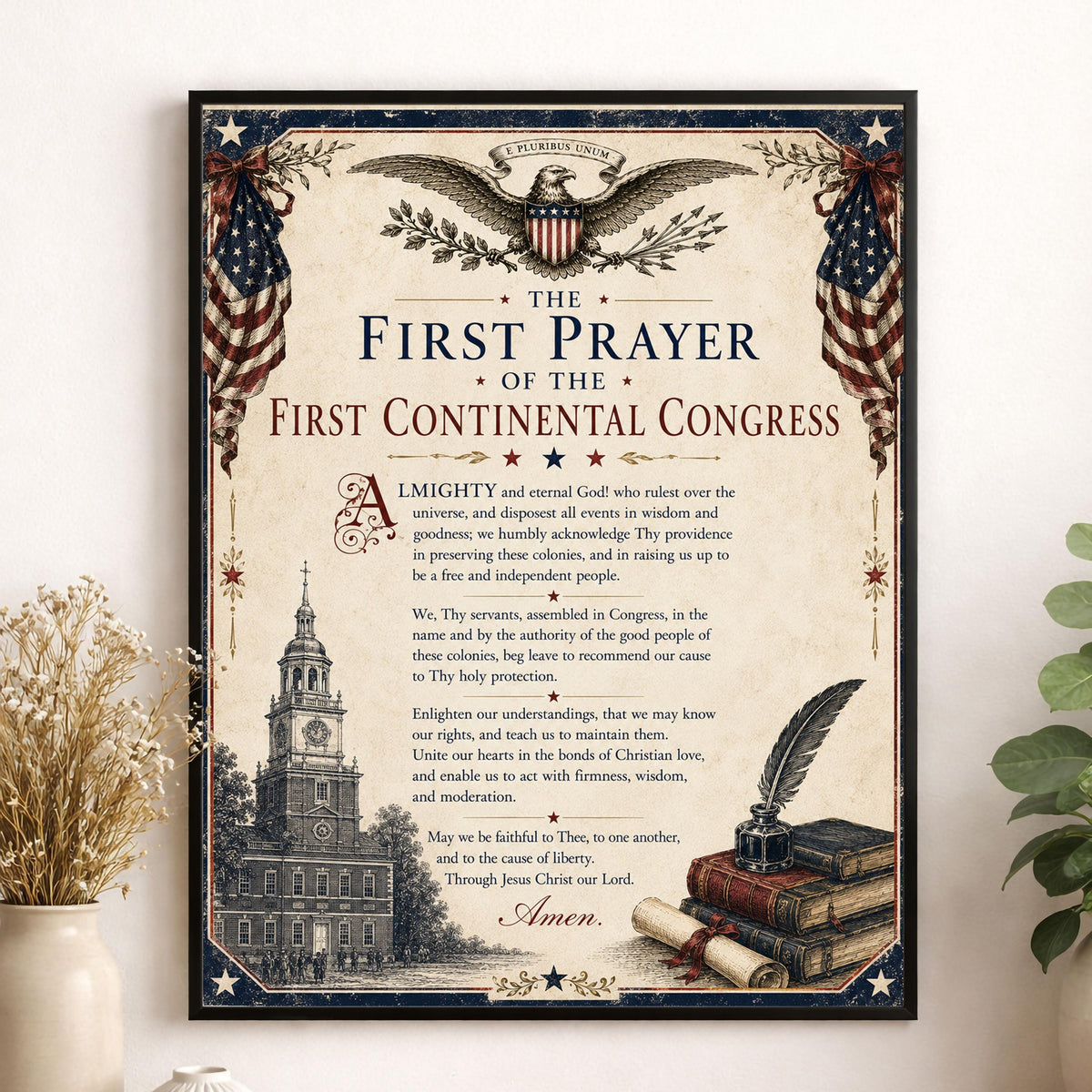First Continental Congress Prayer Art Print | American History | USA Home Decor
