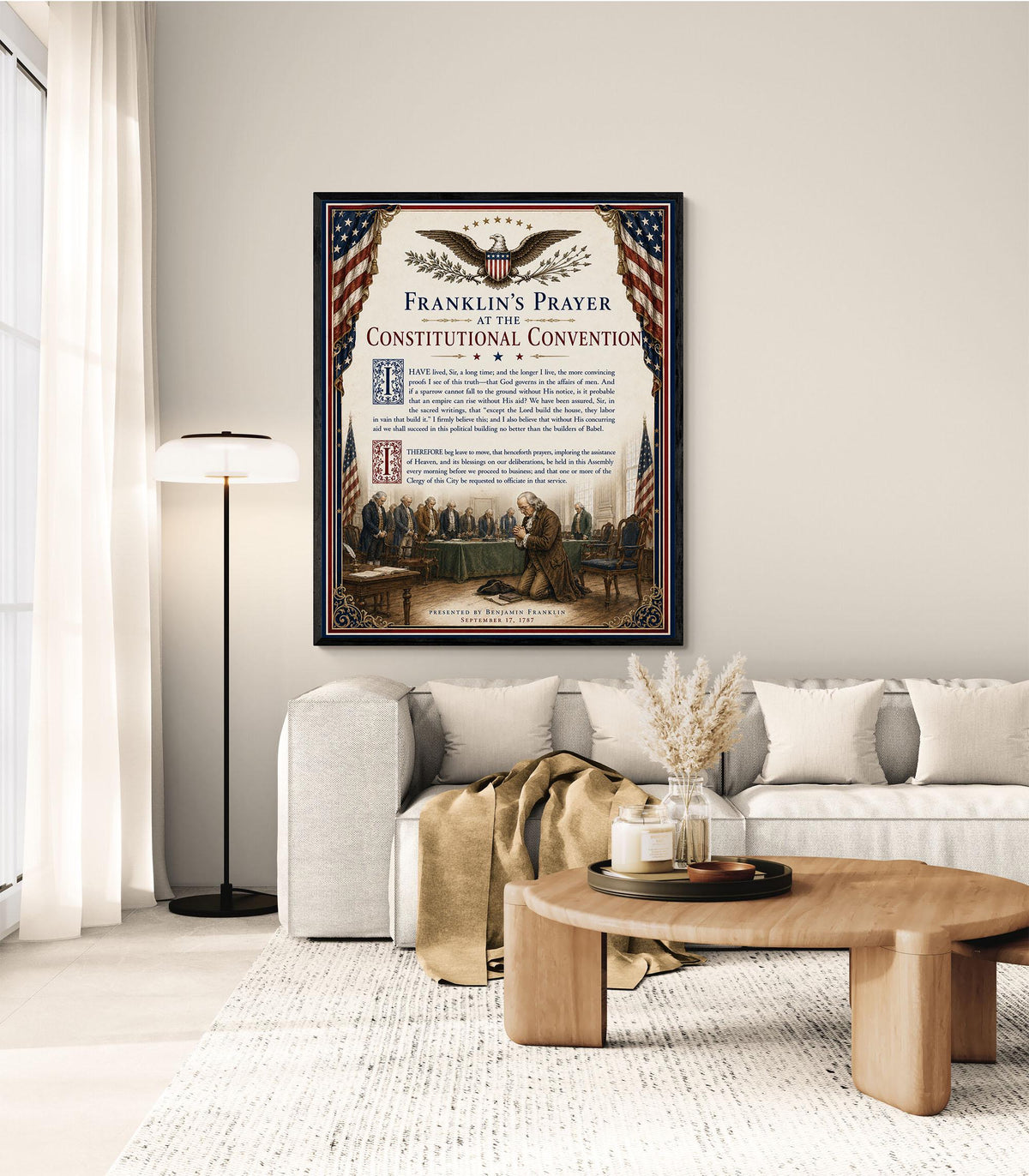 Benjamin Franklin Prayer Art Print | 1787 Constitutional Convention | American History | USA Home Decor
