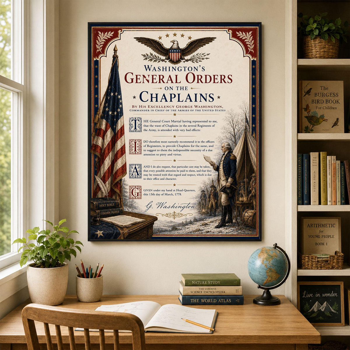 General Orders On The Chaplains Art Print | 1778 George Washington | USA Home Decor