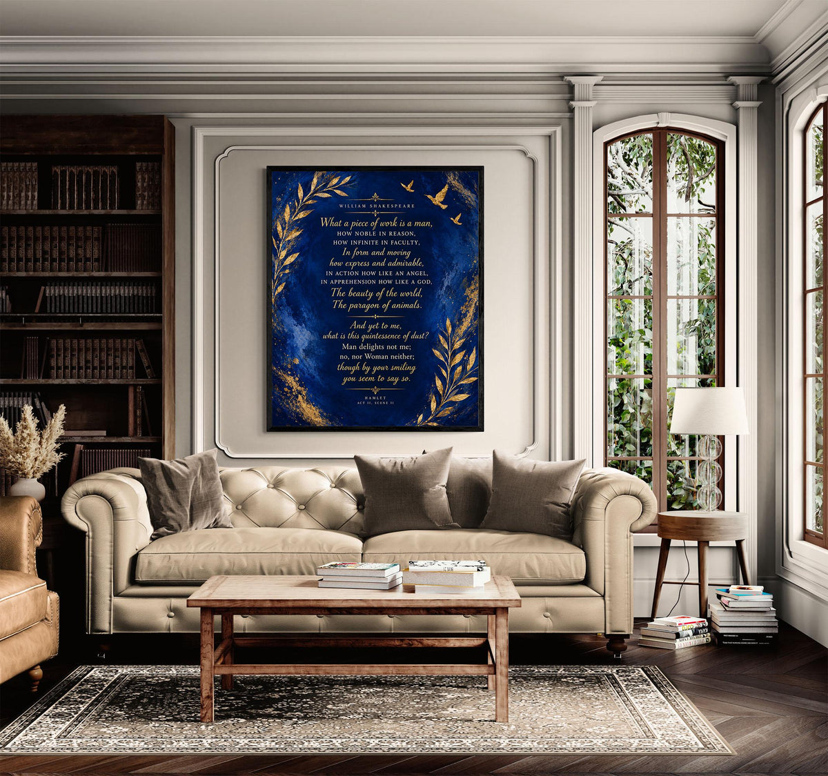 Shakespeare Hamlet Quote Art Print, What a Piece of Work Is a Man, Literary Wall Home Decor