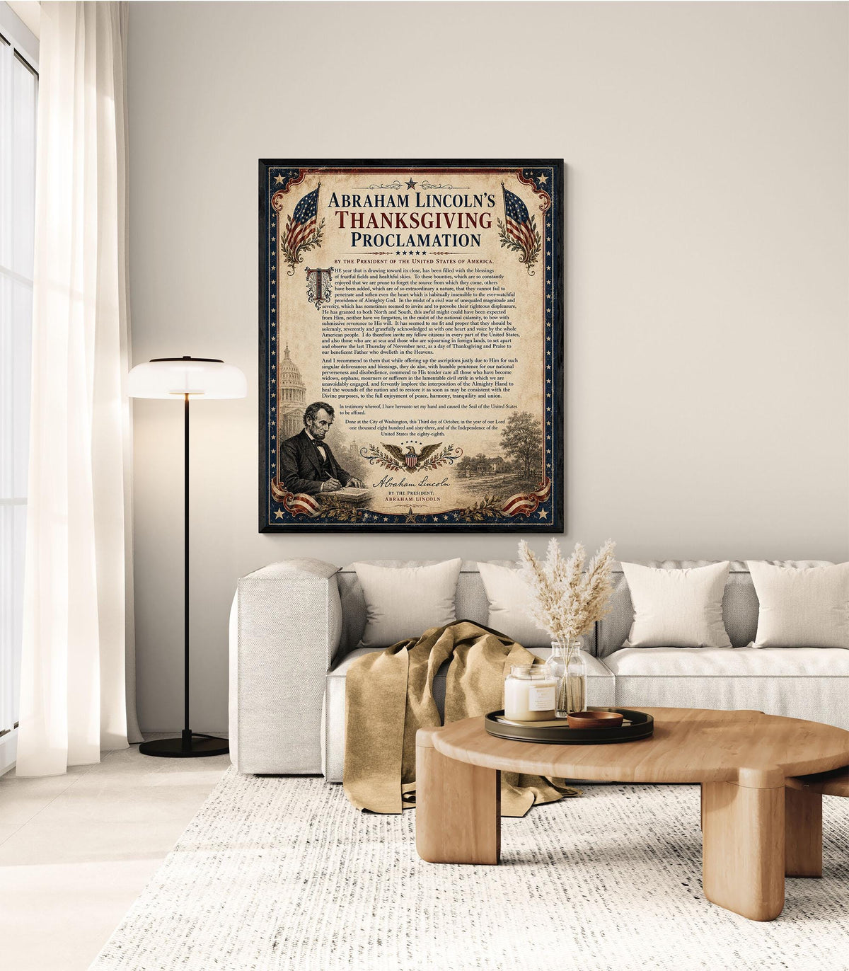 Abraham Lincoln Thanksgiving Proclamation Art Print | Civil War History Quote | Home Decor