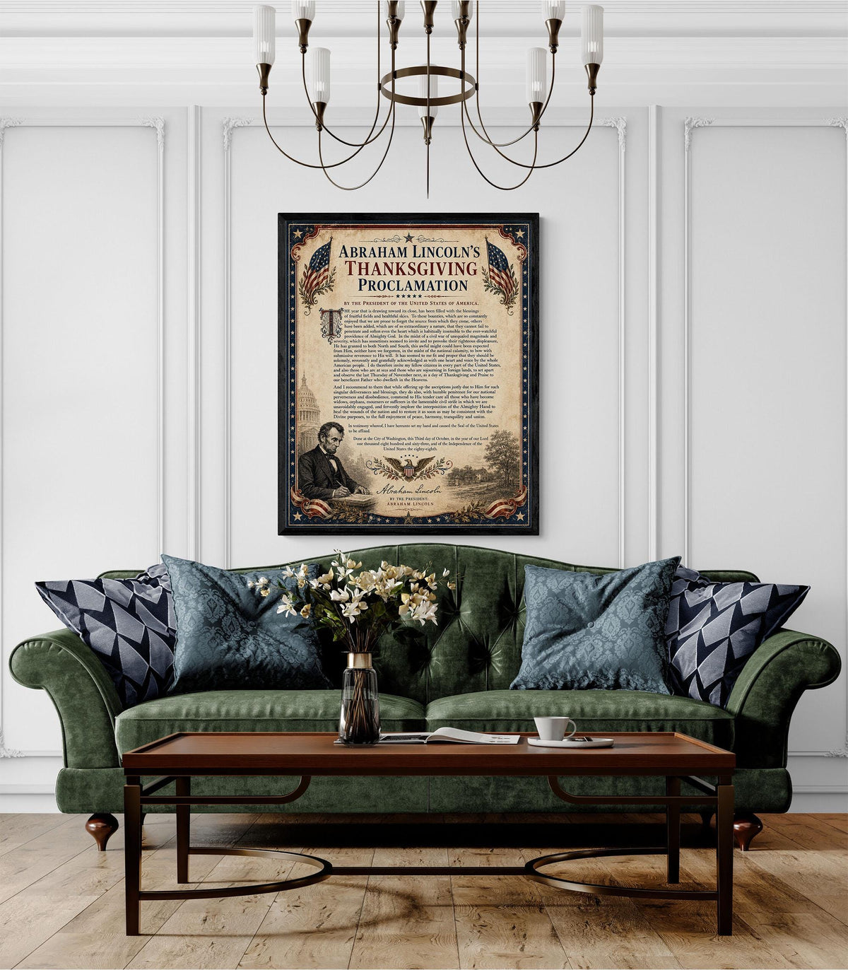 Abraham Lincoln Thanksgiving Proclamation Art Print | Civil War History Quote | Home Decor