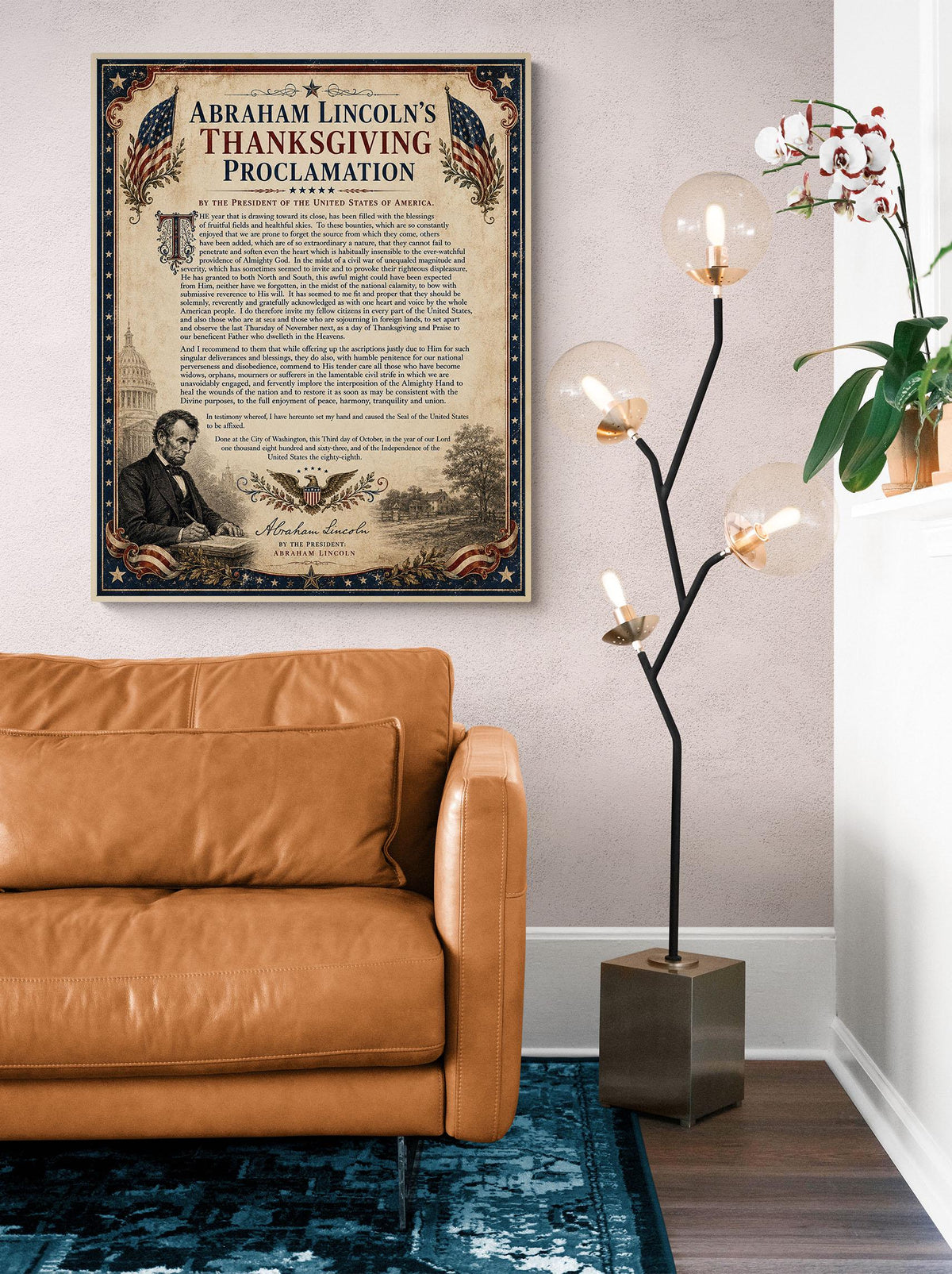 Abraham Lincoln Thanksgiving Proclamation Art Print | Civil War History Quote | Home Decor