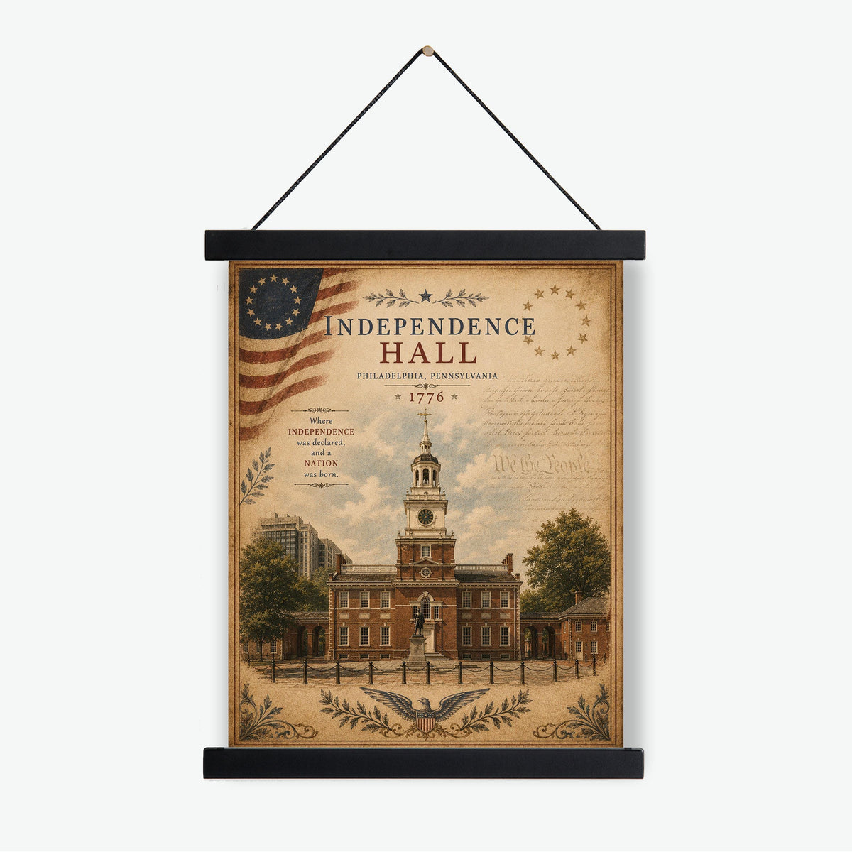 Independence Hall Wall Art Print | Philadelphia | Historical Americana | Vintage Patriotic Home Decor