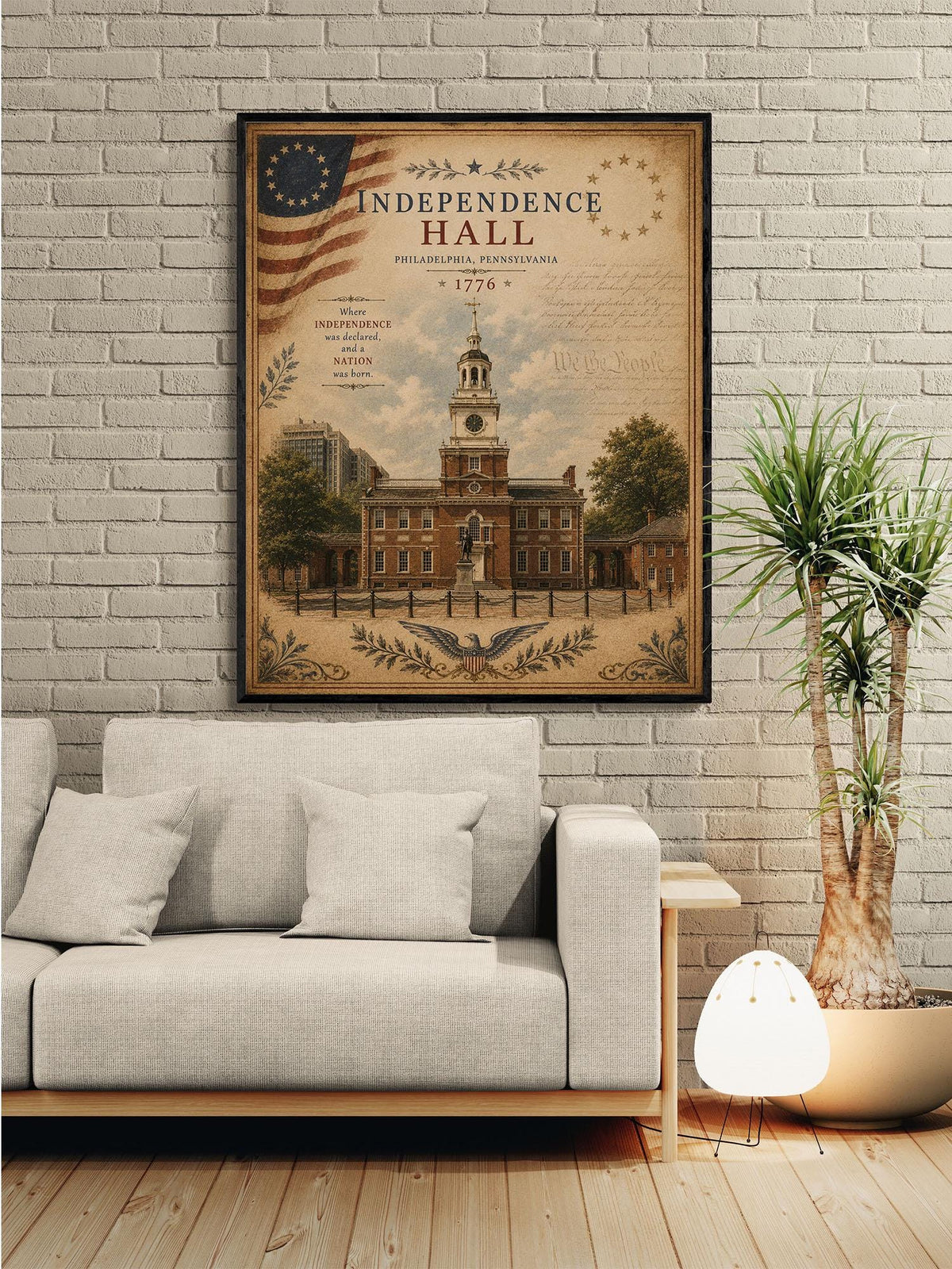 Independence Hall Wall Art Print | Philadelphia | Historical Americana | Vintage Patriotic Home Decor