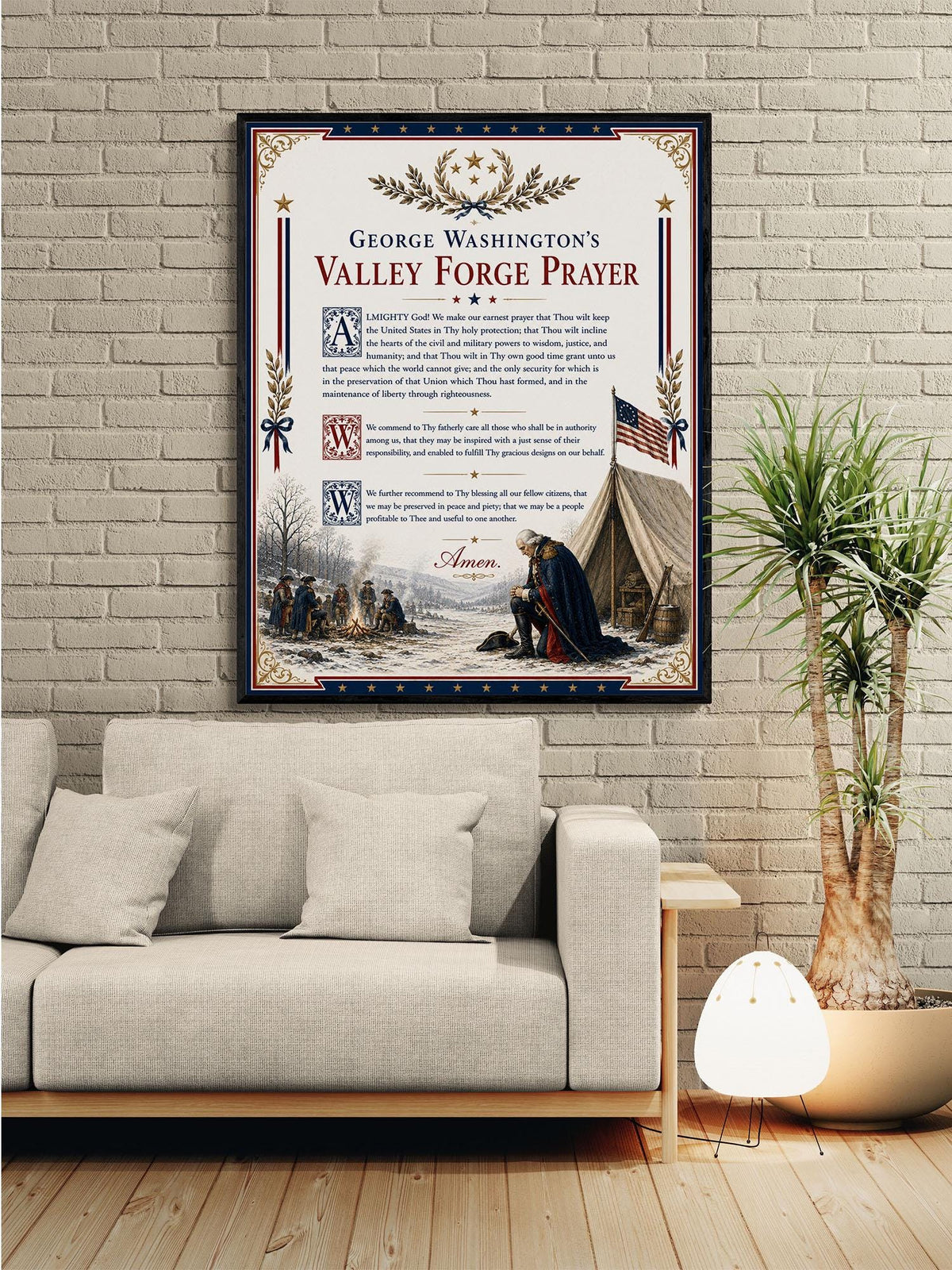 George Washington Prayer Art Print | Valley Forge | American Christian History | USA Home Decor