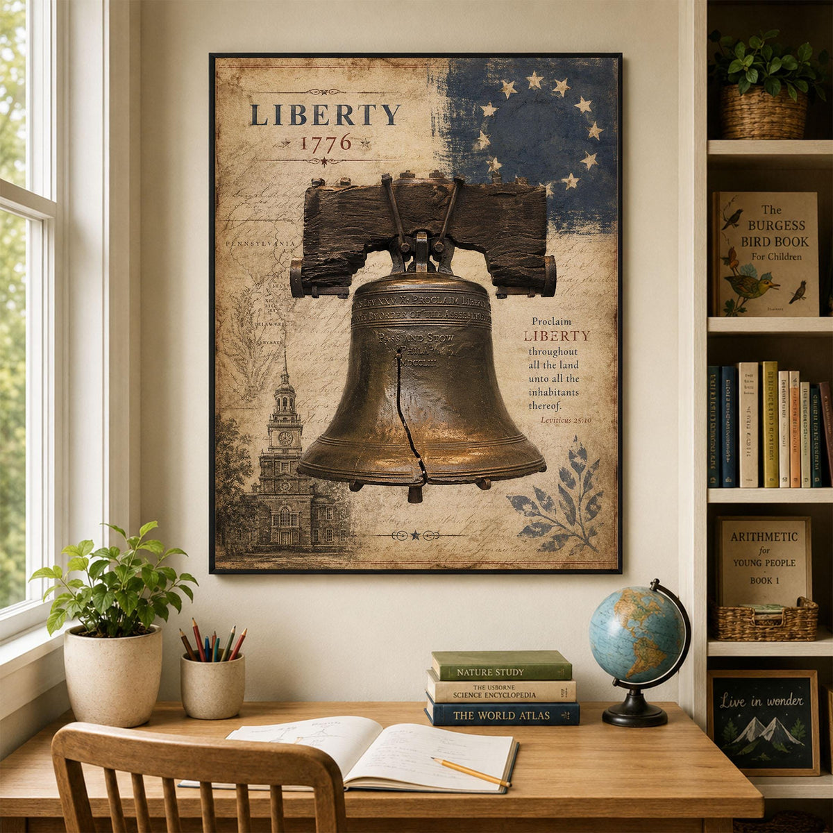 Liberty Bell Wall Art Print | Philadelphia | Historical Americana | Vintage Patriotic Home Decor