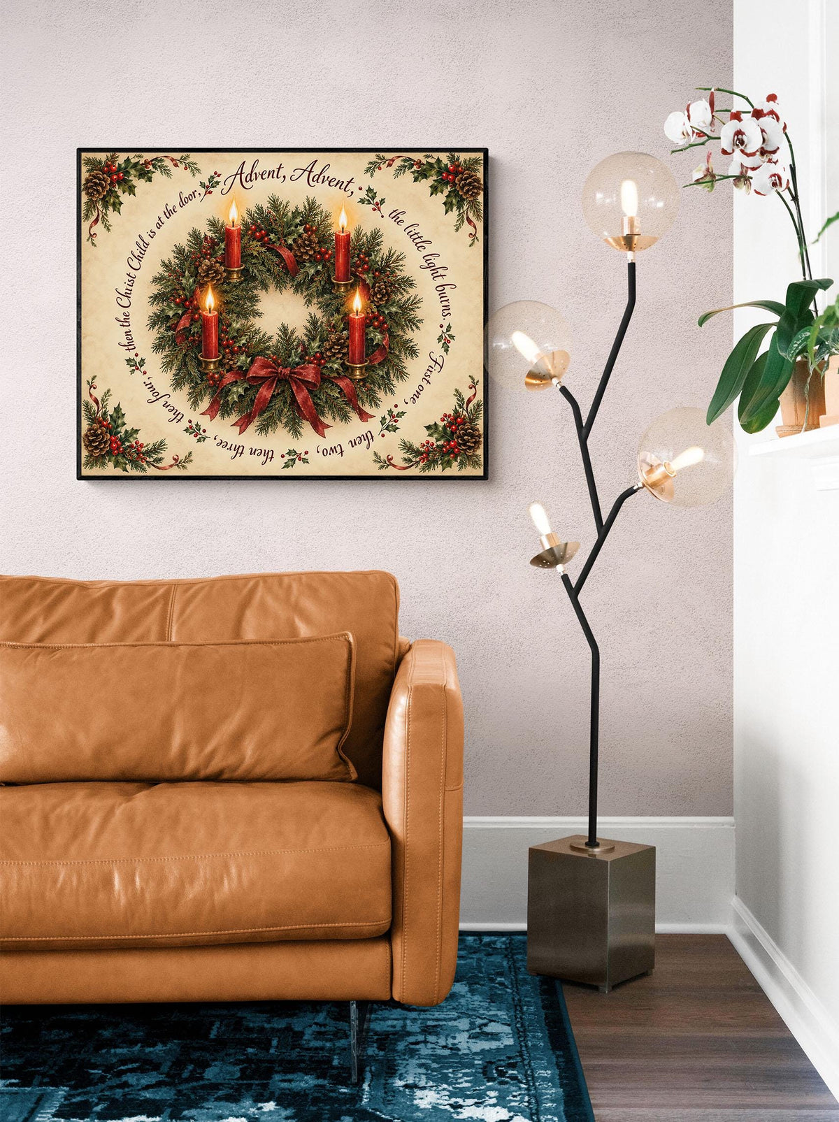 Advent Wreath Art Print, Traditional German Christmas Advent Poem, Home Decor