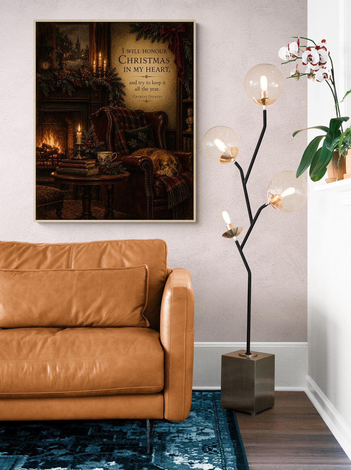 I Will Honor Christmas Wall Art Print, Charles Dickens Quote, A Christmas Carol, Vintage Holiday Home Decor