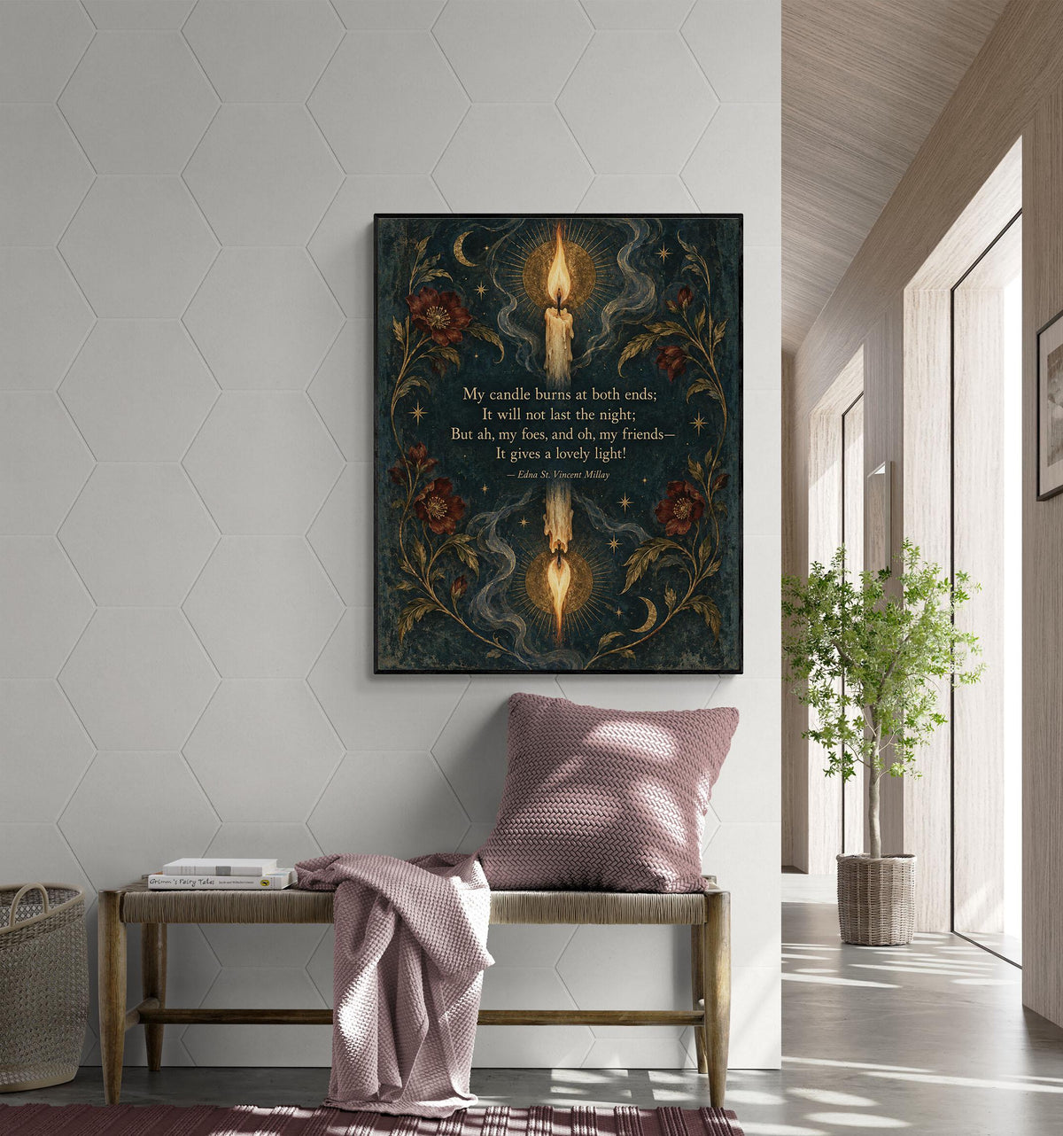 First Fig Quote Art Print | My Candle Burns at Both Ends | Edna Millay | Poetry | Home Decor | Literary Poster