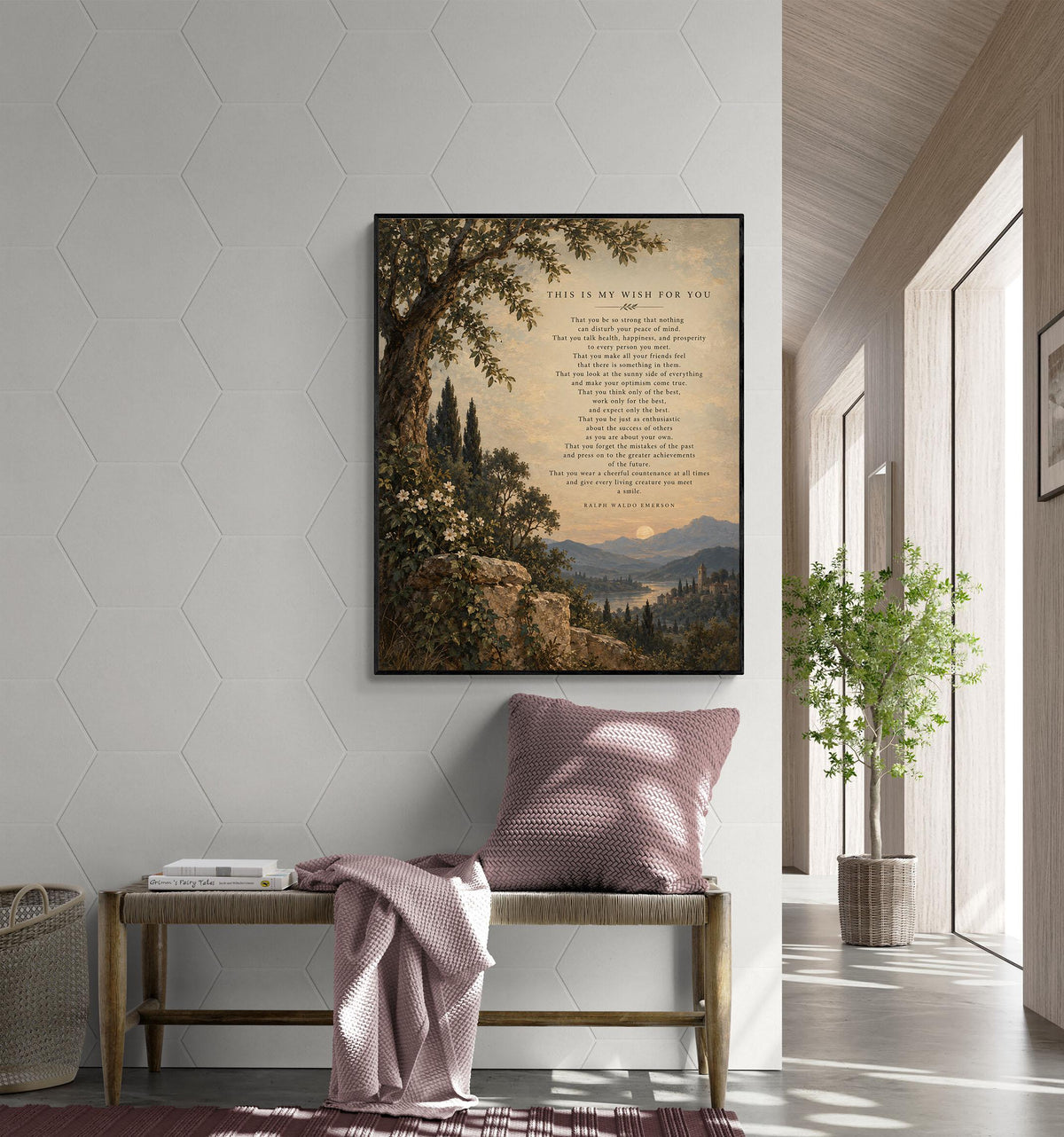Ralph Waldo Emerson Quote Art Print, This Is My Wish for You, Literary Wall Home Decor