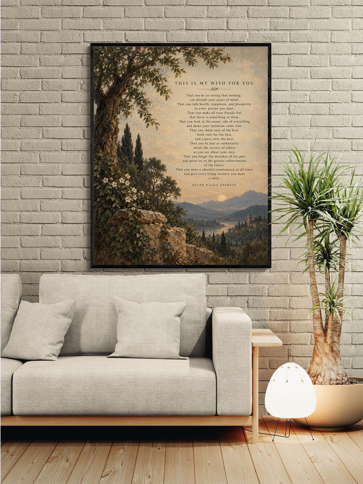 Ralph Waldo Emerson Quote Art Print, This Is My Wish for You, Literary Wall Home Decor