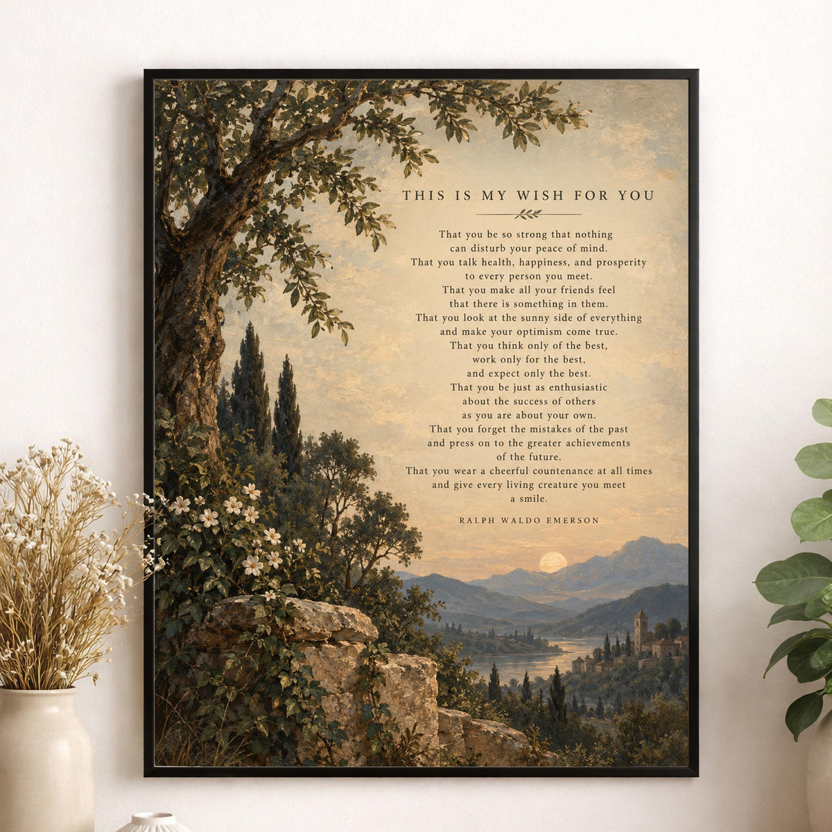 Ralph Waldo Emerson Quote Art Print, This Is My Wish for You, Literary Wall Home Decor